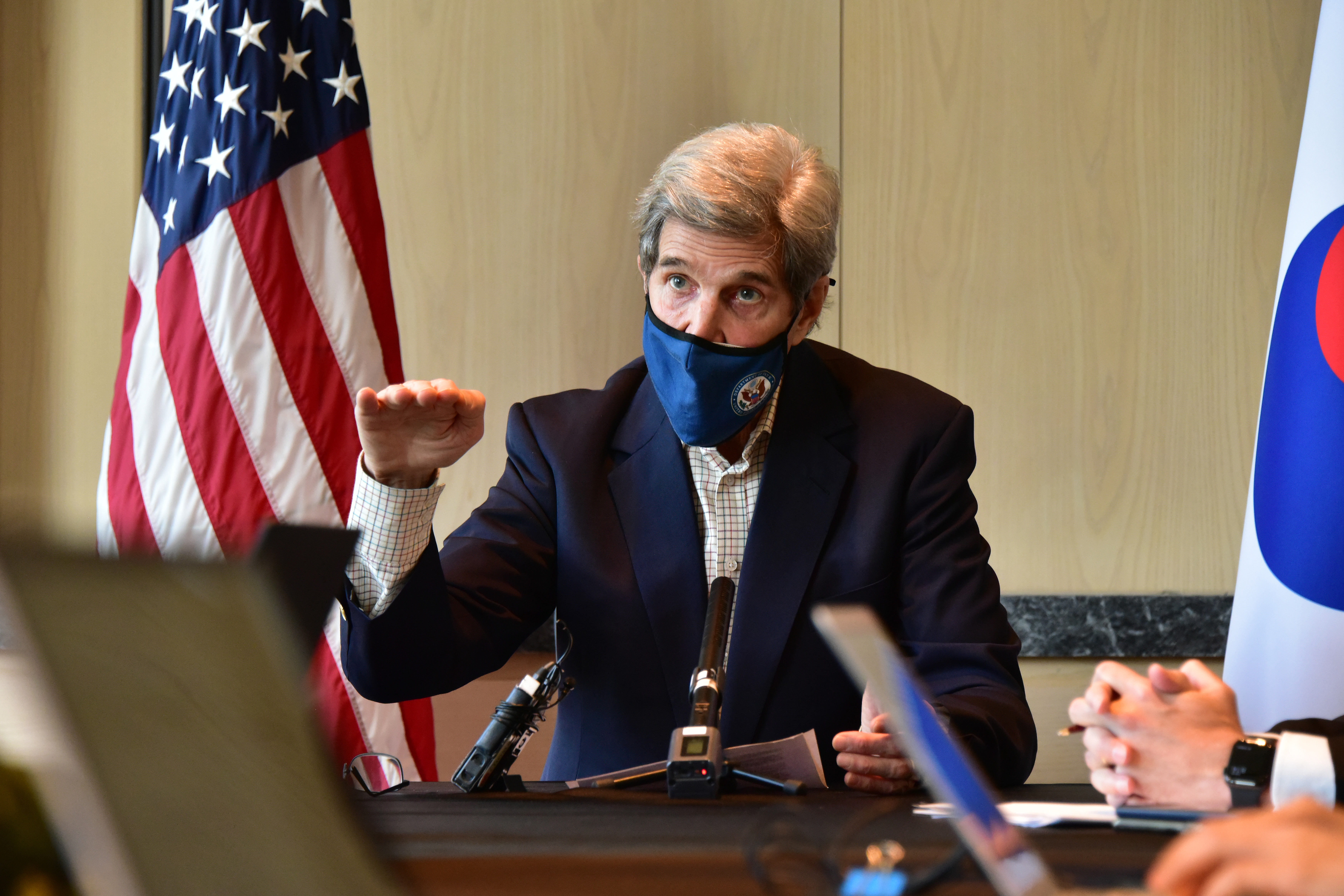 U.S. Special Presidential Envoy for Climate, John Kerry speaks during a press conference.