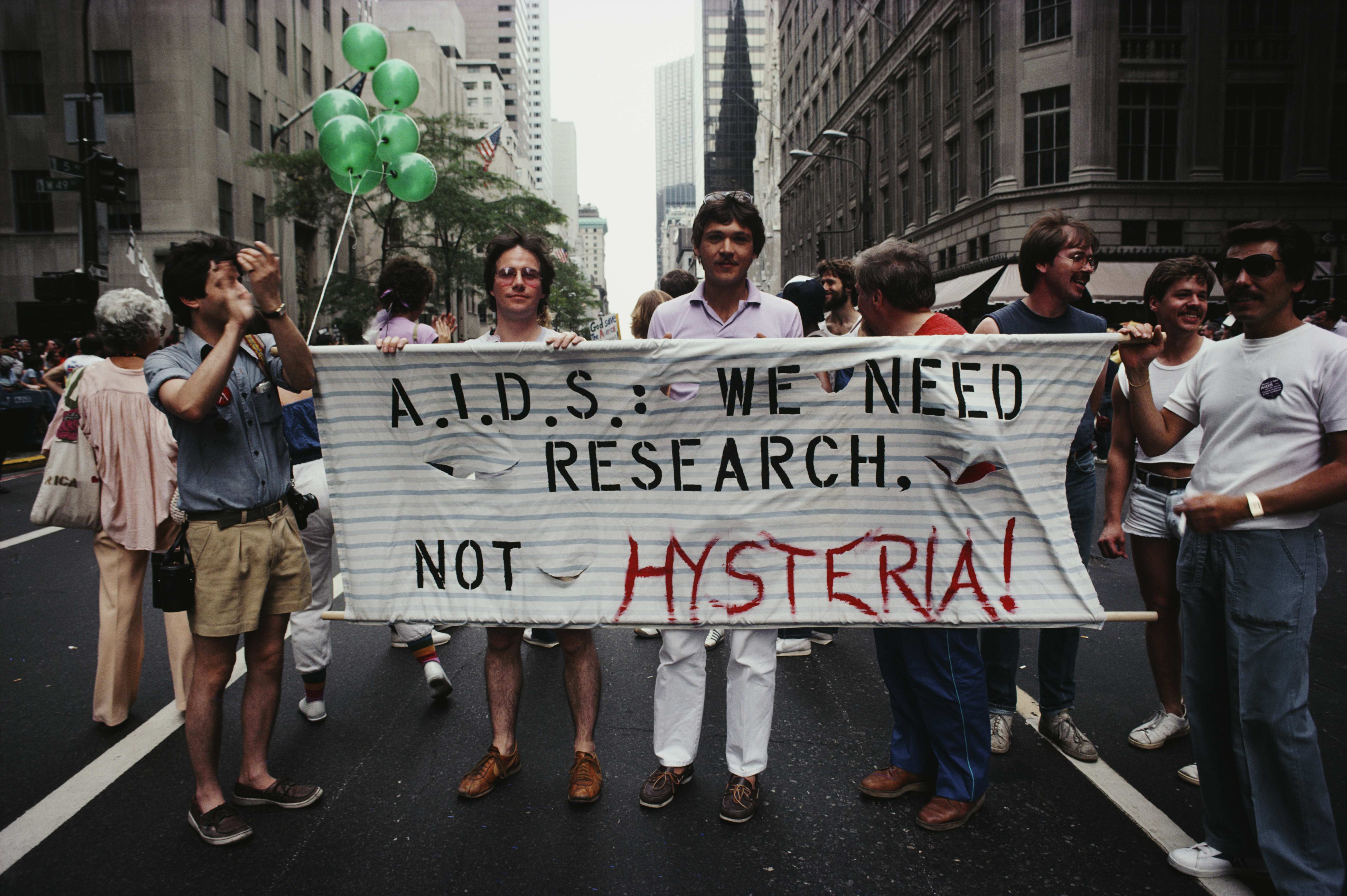 AIDS demonstrators in New York City in 1983. Their call for research was answered slowly - but a vaccine for HIV could be closer now, thanks in part to the same innovations that led to COVID-19 vaccines.