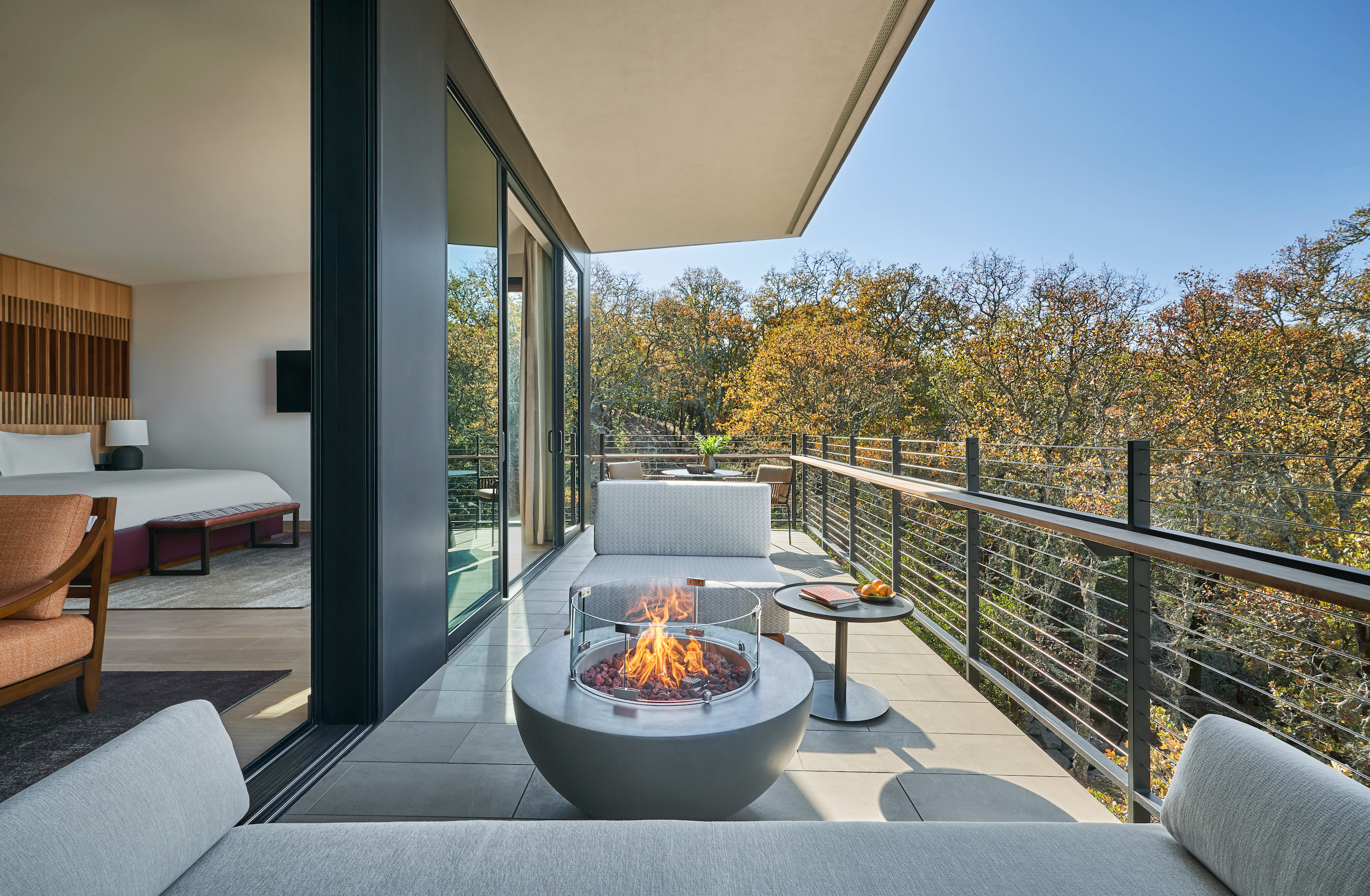 A view of the Deluxe Forest Studio suite at the Montage Healdsburg.