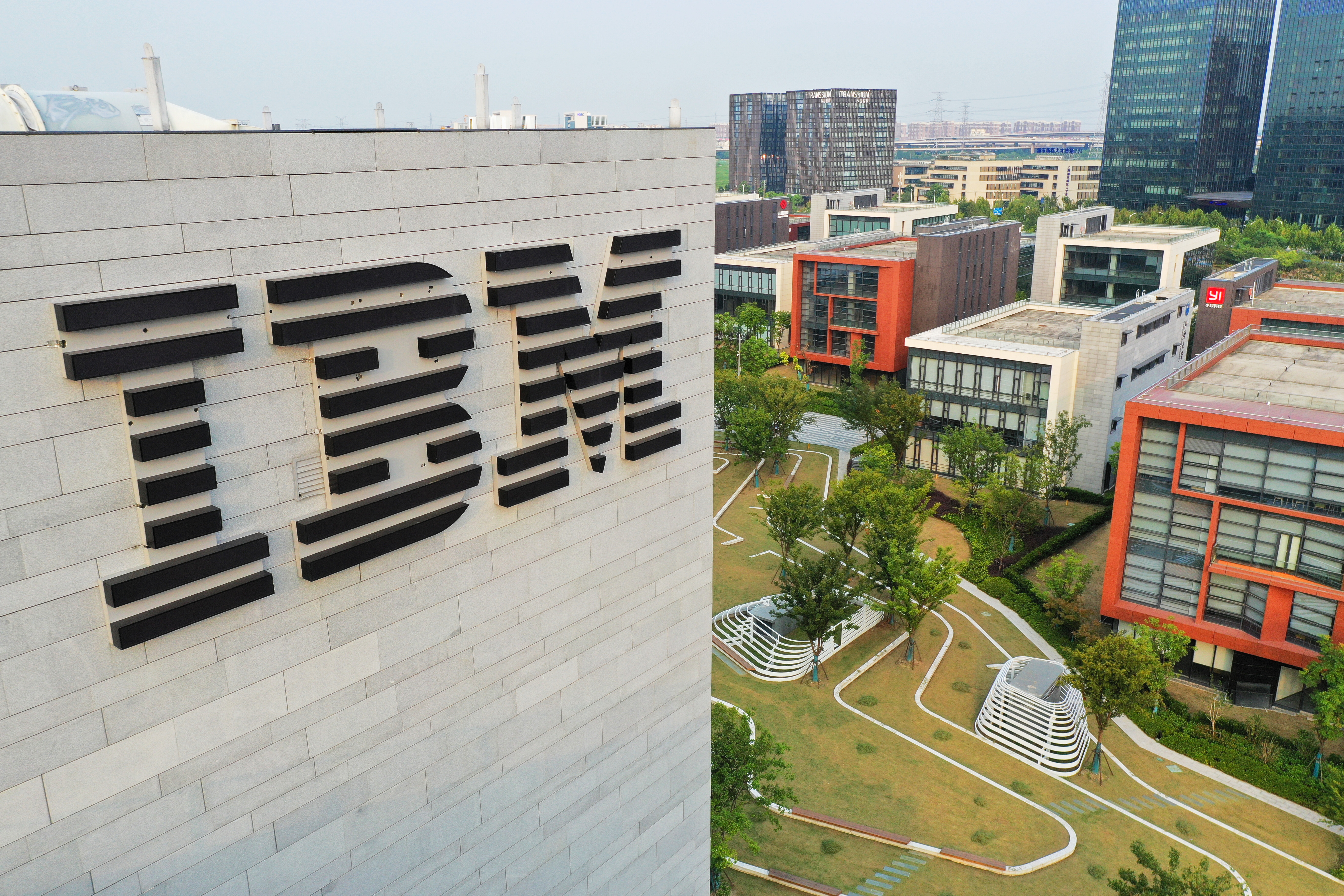Aerial view of IBM China Research Lab at AIsland of Zhangjiang Science City on August 22, 2019 in Shanghai, China.