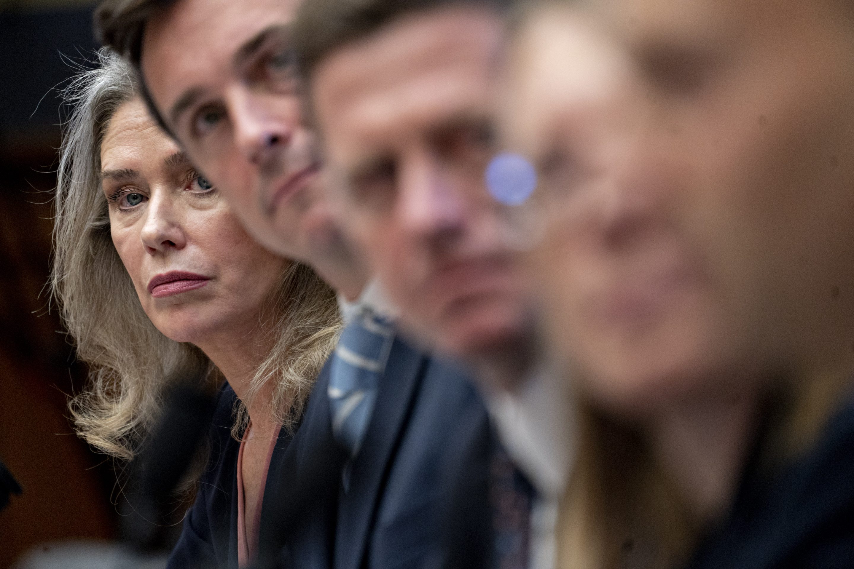 Allison Herren Lee (at left, at a 2019 congressional hearing) is among the top SEC officials who are taking a more skeptical view of claims about ESG investing.