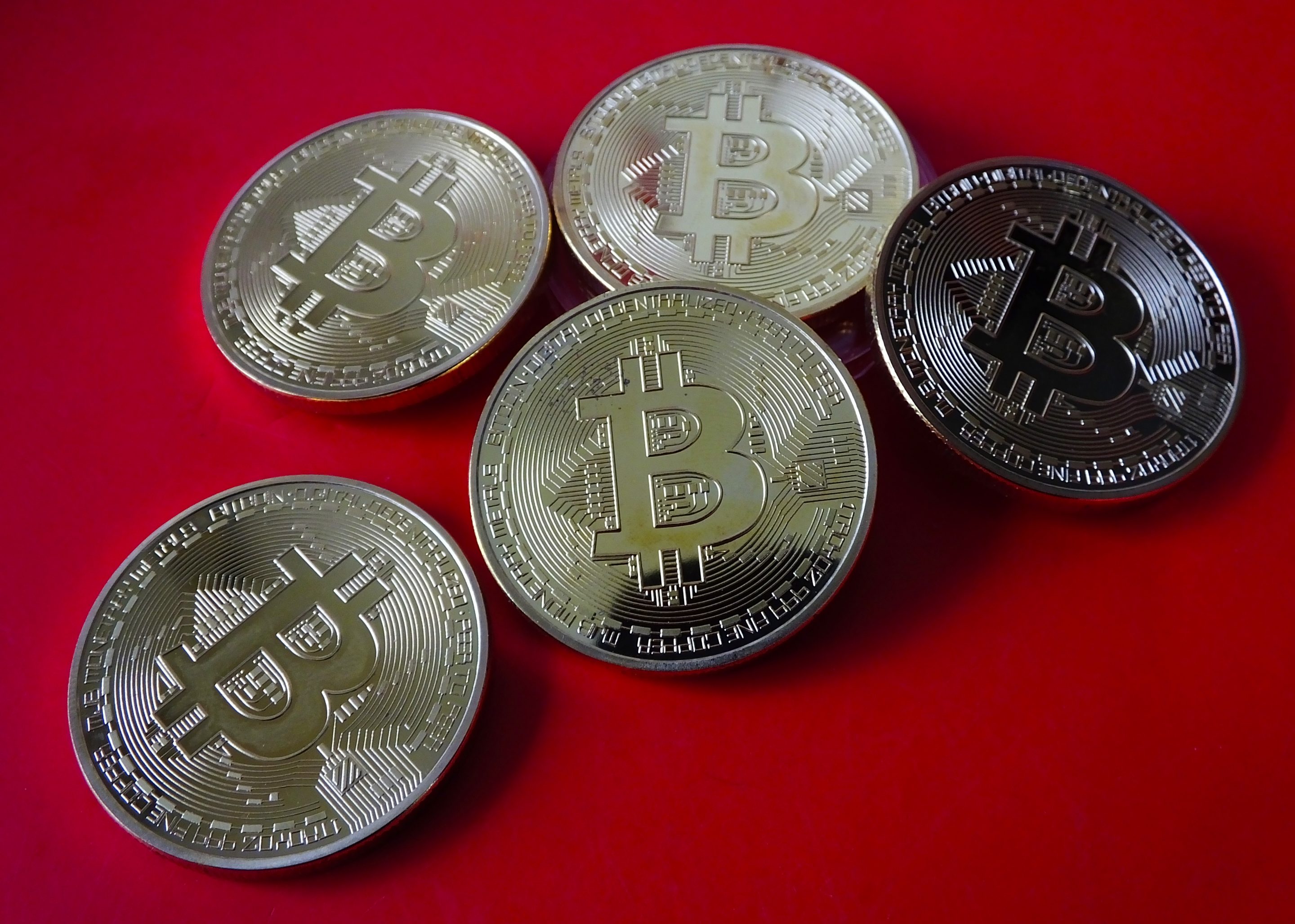 A view of commemorative bitcoin coins, Yichang, Hubei Province, China, April 14, 2021.