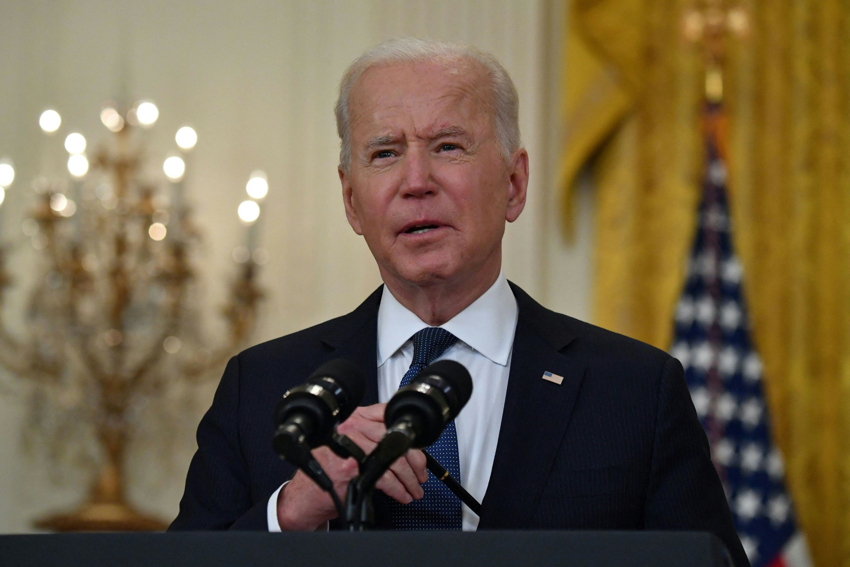 President Joe Biden gave his remarks on the Colonial Pipeline network cyber attack on May 10, in the East Room of the White House.