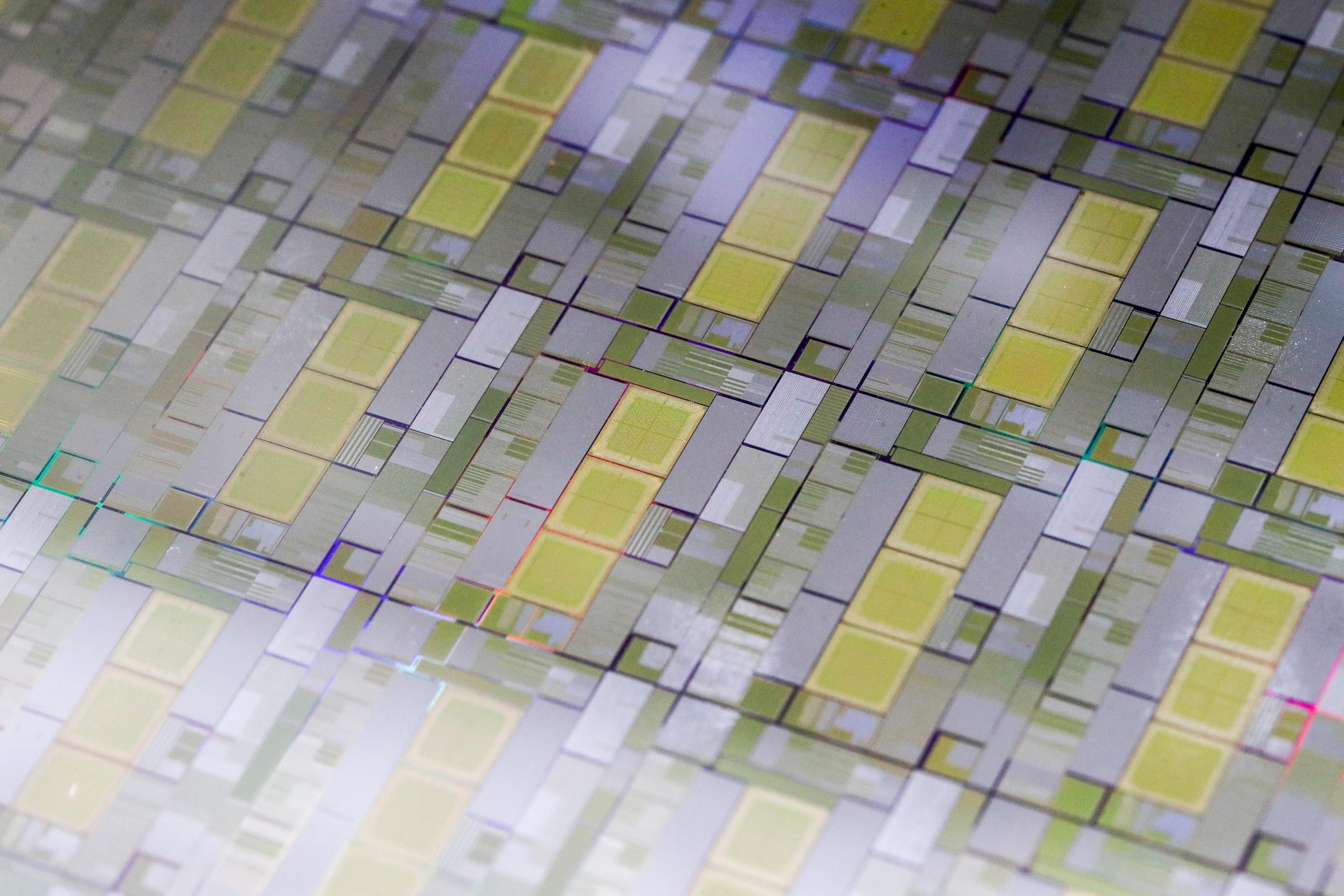 Samsung 5nm EUV wafer is on display during the 3rd China International Import Expo (CIIE) at the National Exhibition and Convention Center on November 8, 2020 in Shanghai, China.