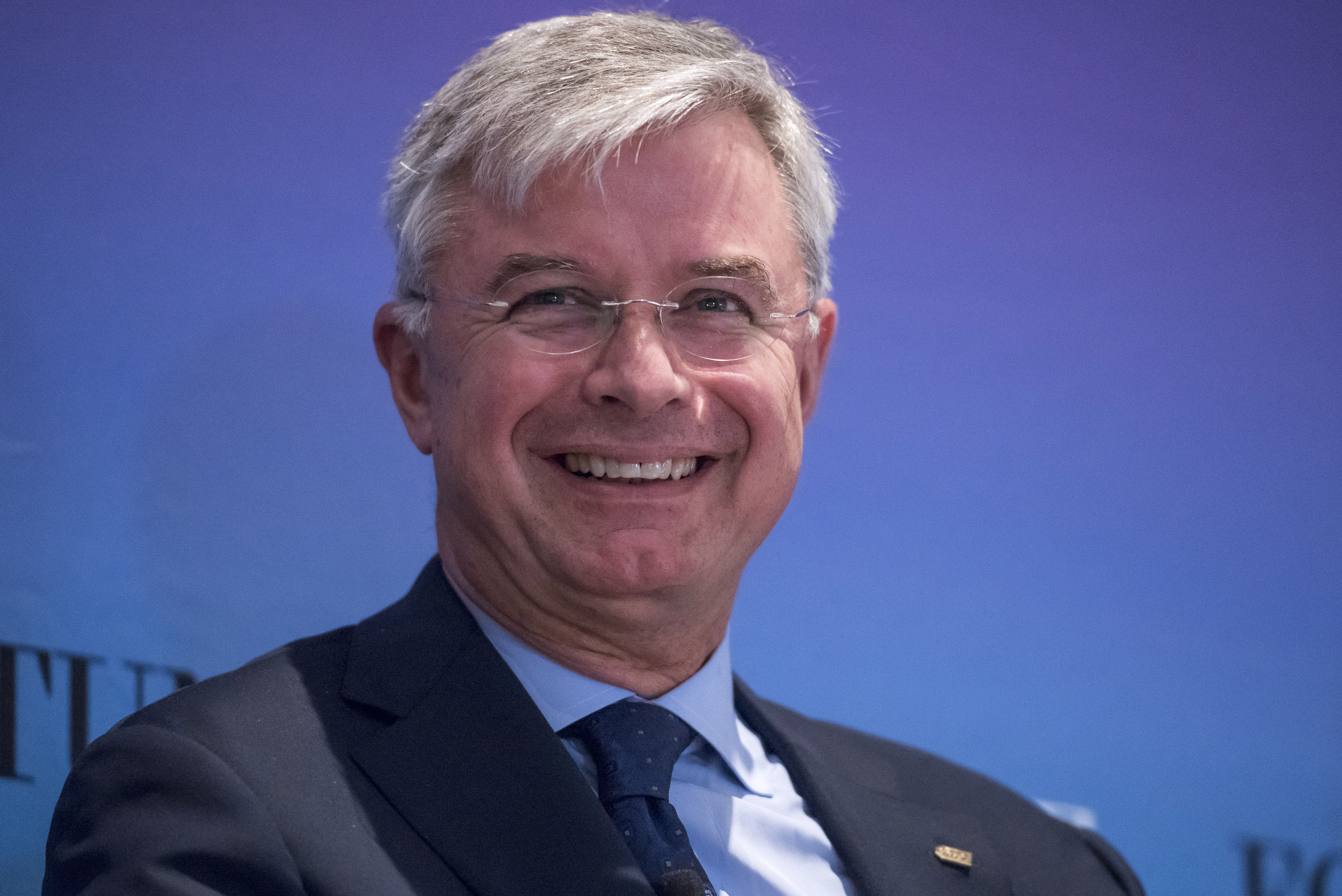 Hubert Joly, chairman and chief executive officer of Best Buy Co. Inc., laughs during the 2015 Fortune Global Forum in San Francisco, California, U.S., on Monday, Nov. 2, 2015.