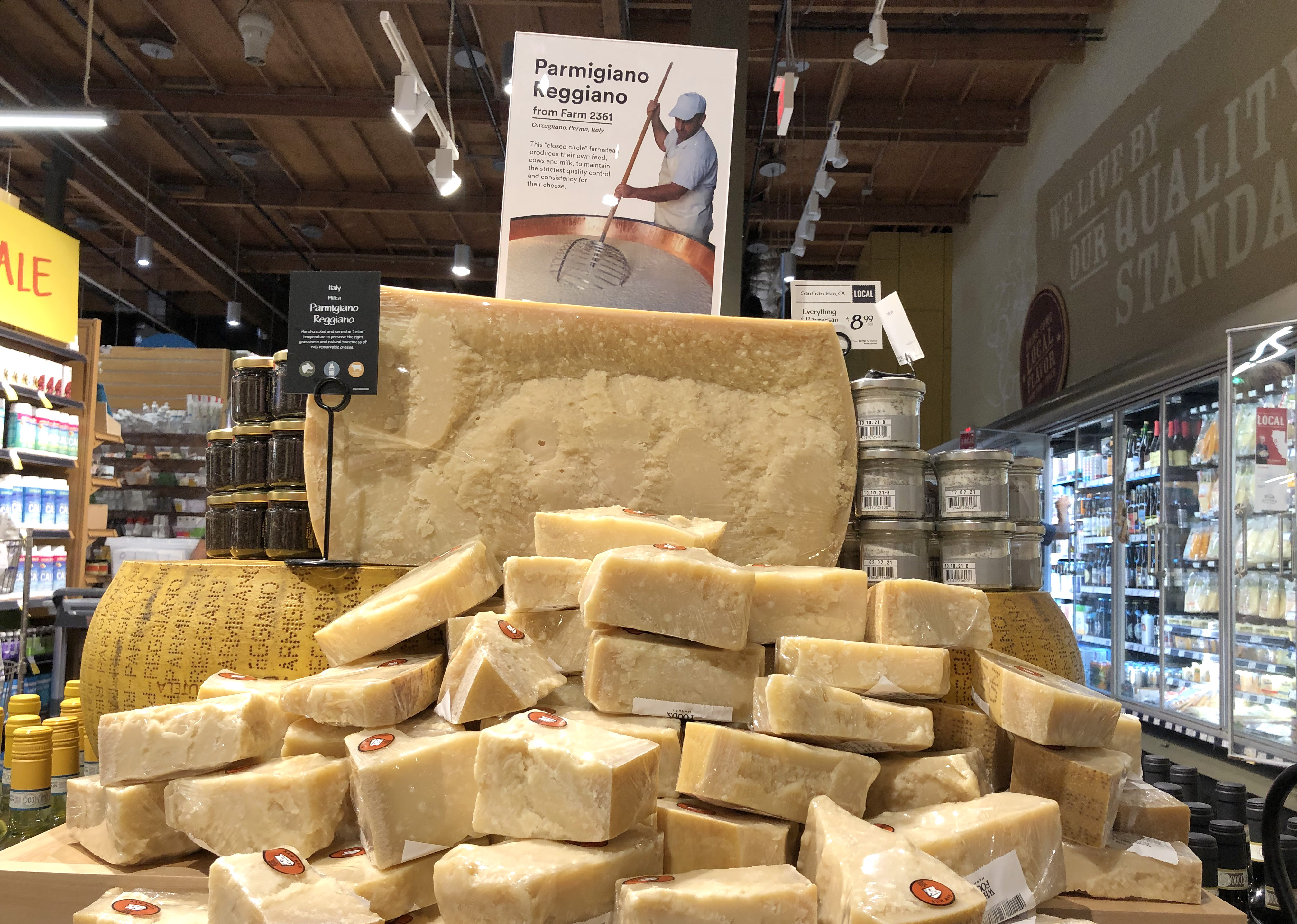 Parmigiano-Reggiano on display at a Whole Foods Market in Mill Valley, Calif. A tariff on the cheese had gone into effect in 2019.