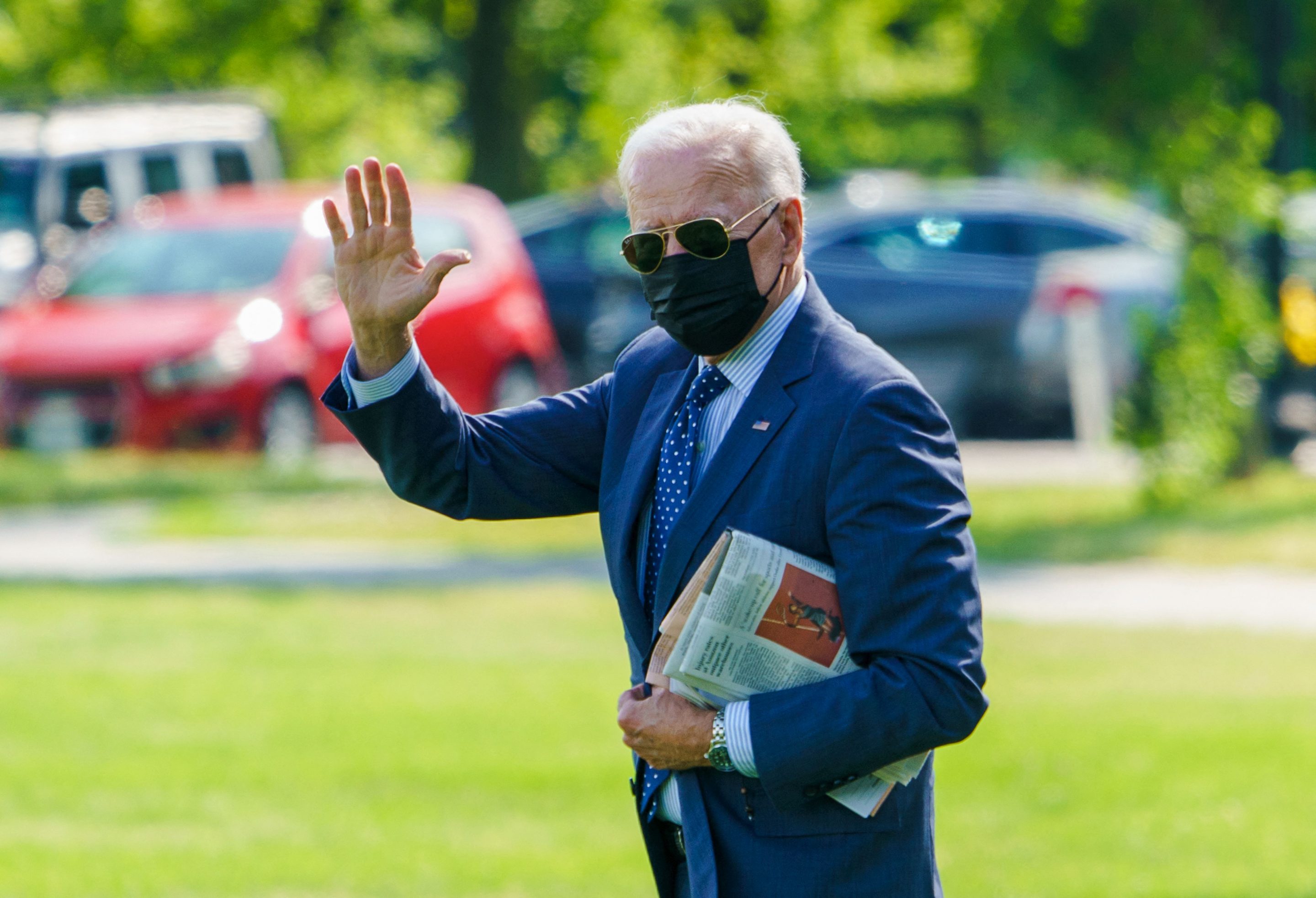 US President Joe Biden arrives on The Ellipse, south of the White House, to board Marine One in Washington, DC on June 2, 2021, as he departs for Rehoboth Beach, Delaware.