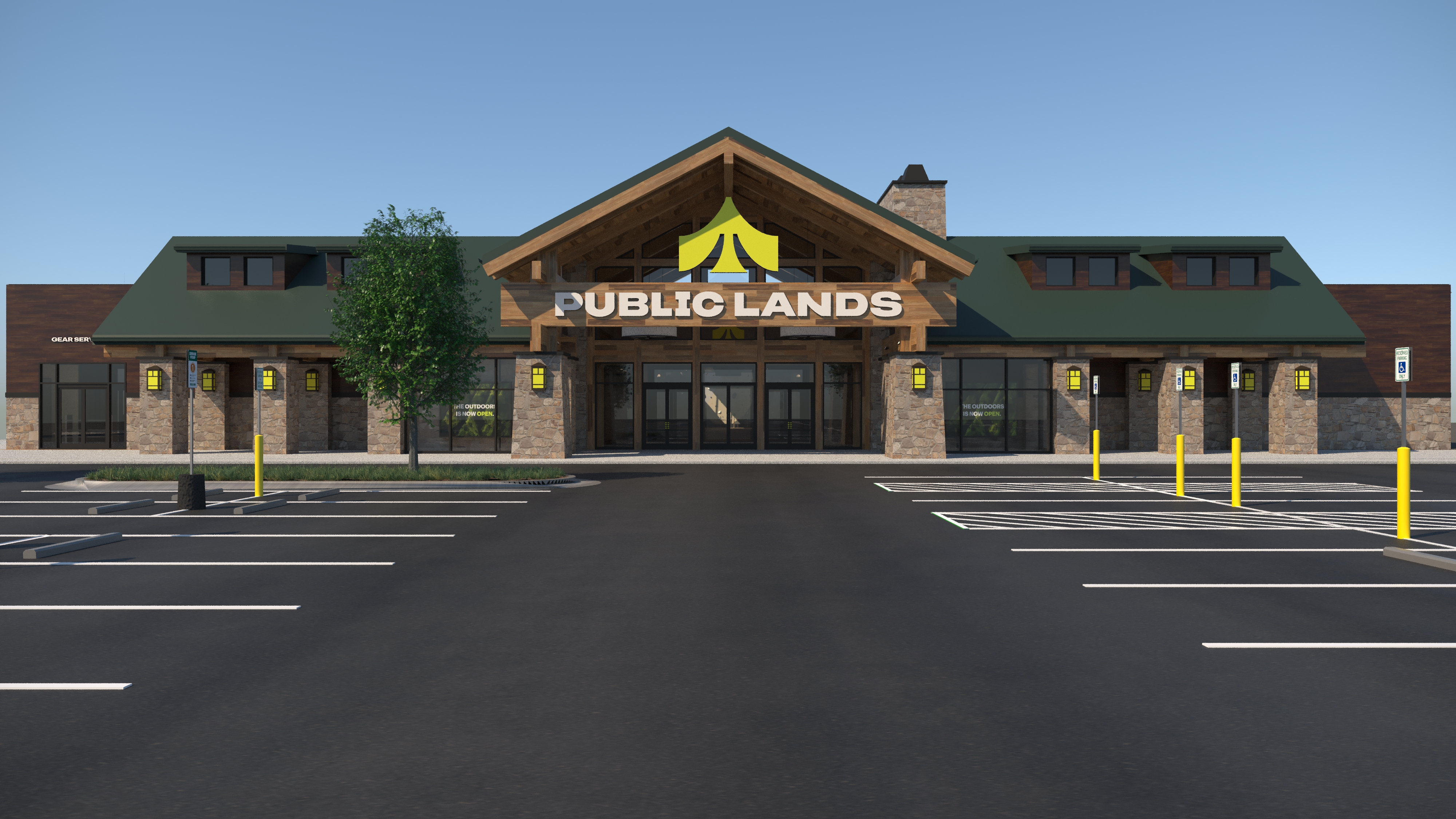 Dick’s Sporting Goods will open the first two stores in its new outdoors-focused Public Lands chain launching later in 2021. Here is a rendering.