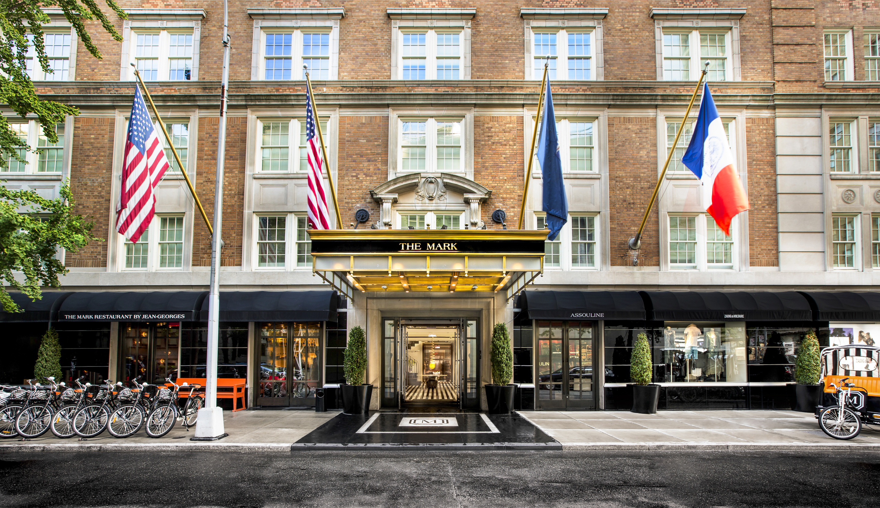 A daytime view of the atrium entrance to The Mark on New York’s Upper East Side.