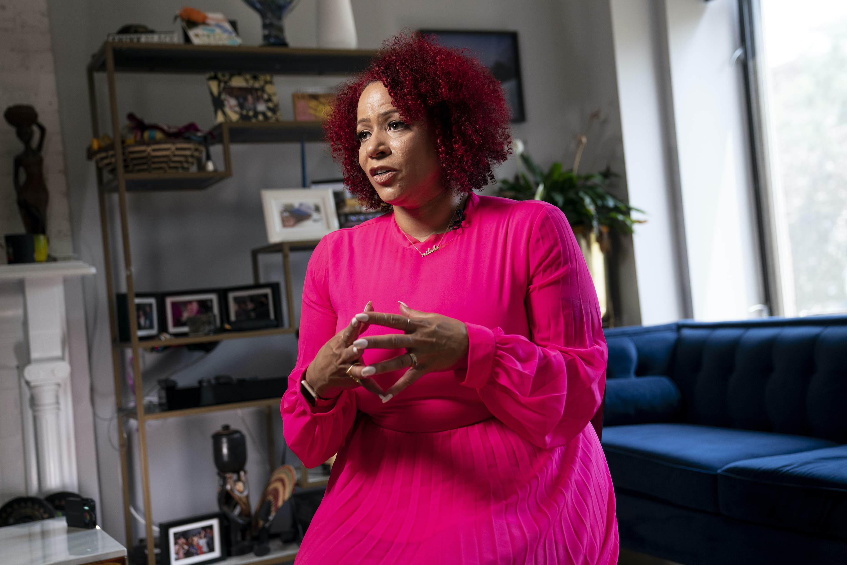 Journalist Nikole Hannah-Jones is interviewed at her home in New York on July 6.