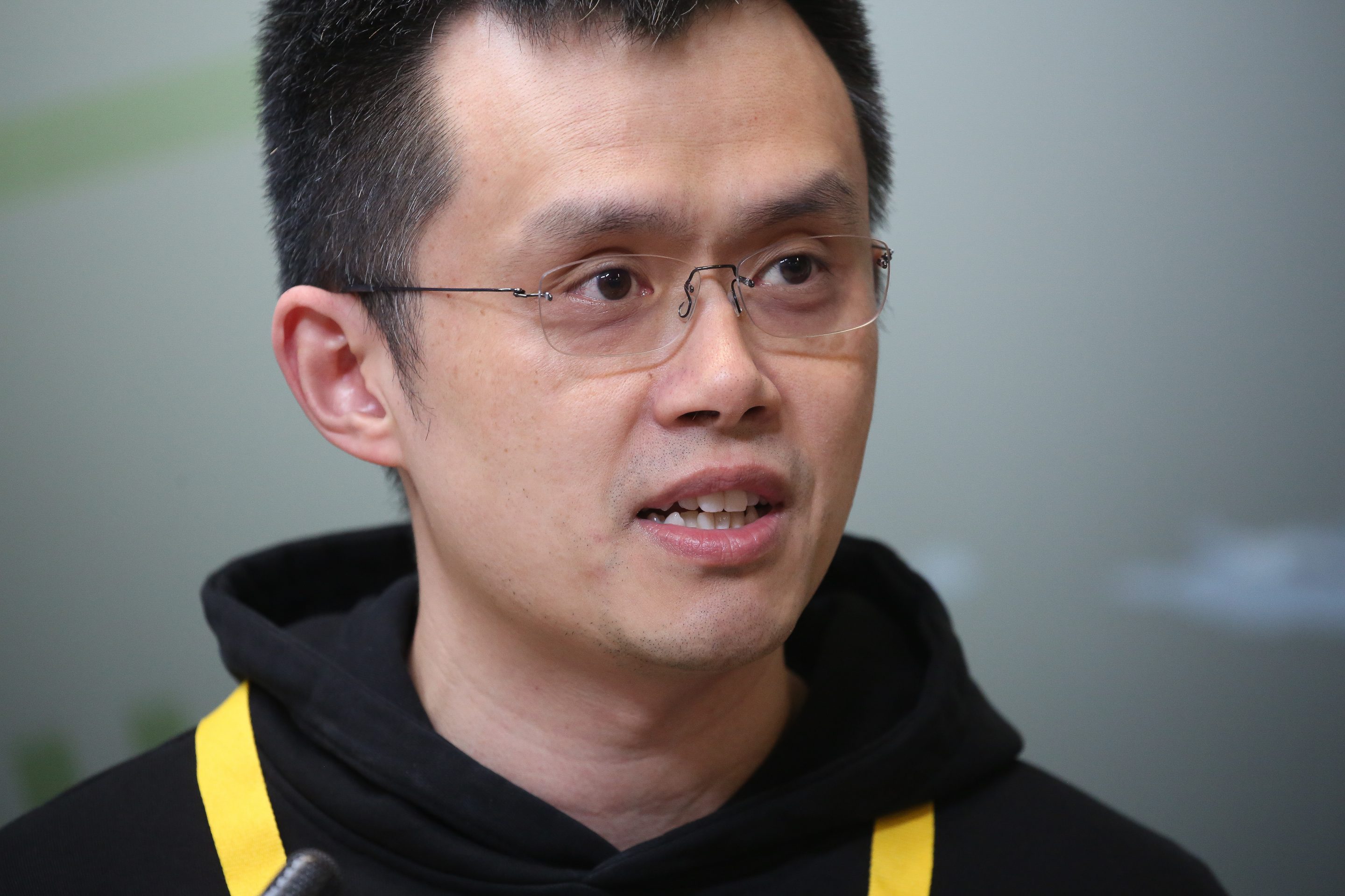 Zhao Changpeng, Chief Executive Officer of Binance, speaks during the Open Innovation Forum in Moscow, Russia, on Oct. 22, 2019.