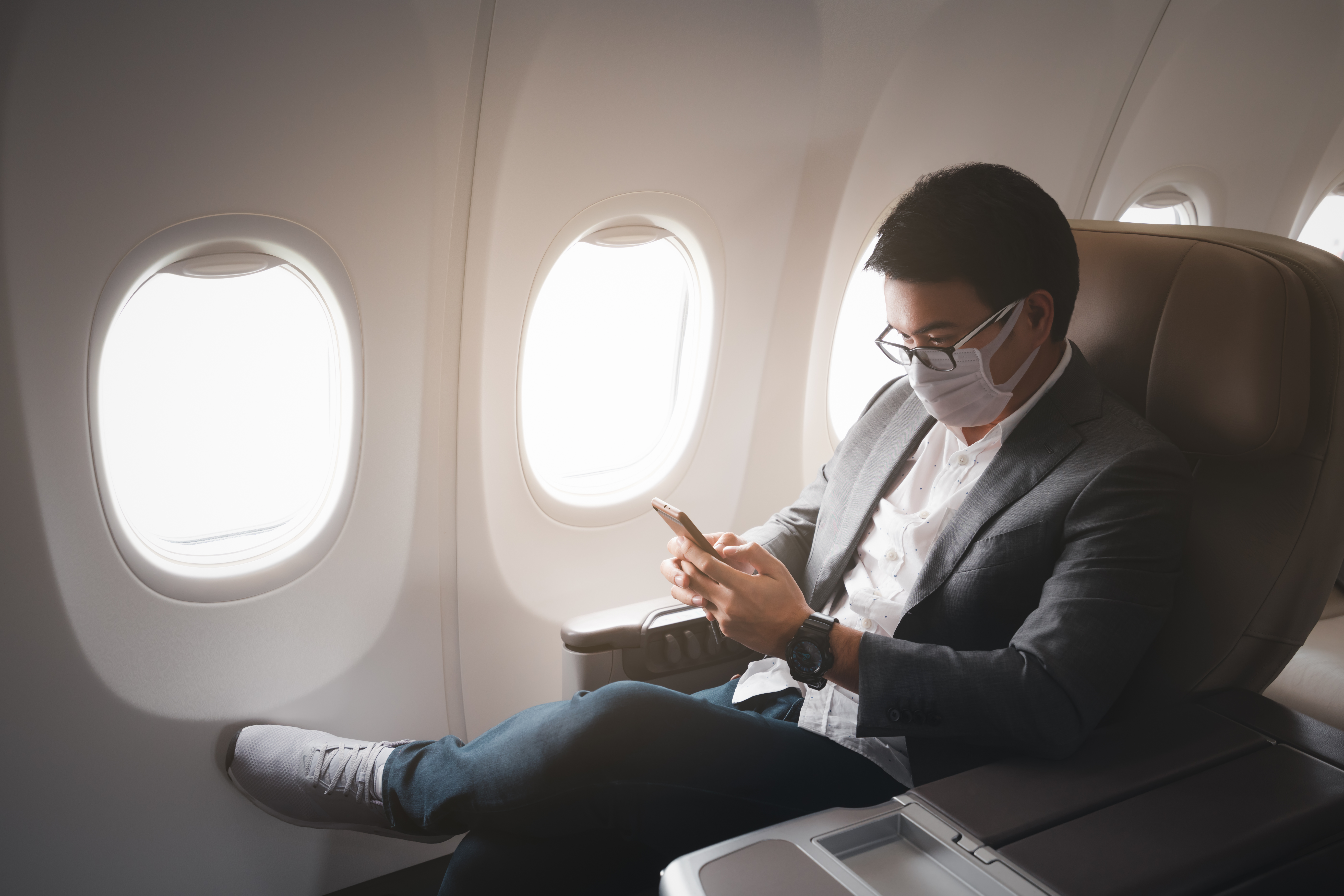 Man on an airplane