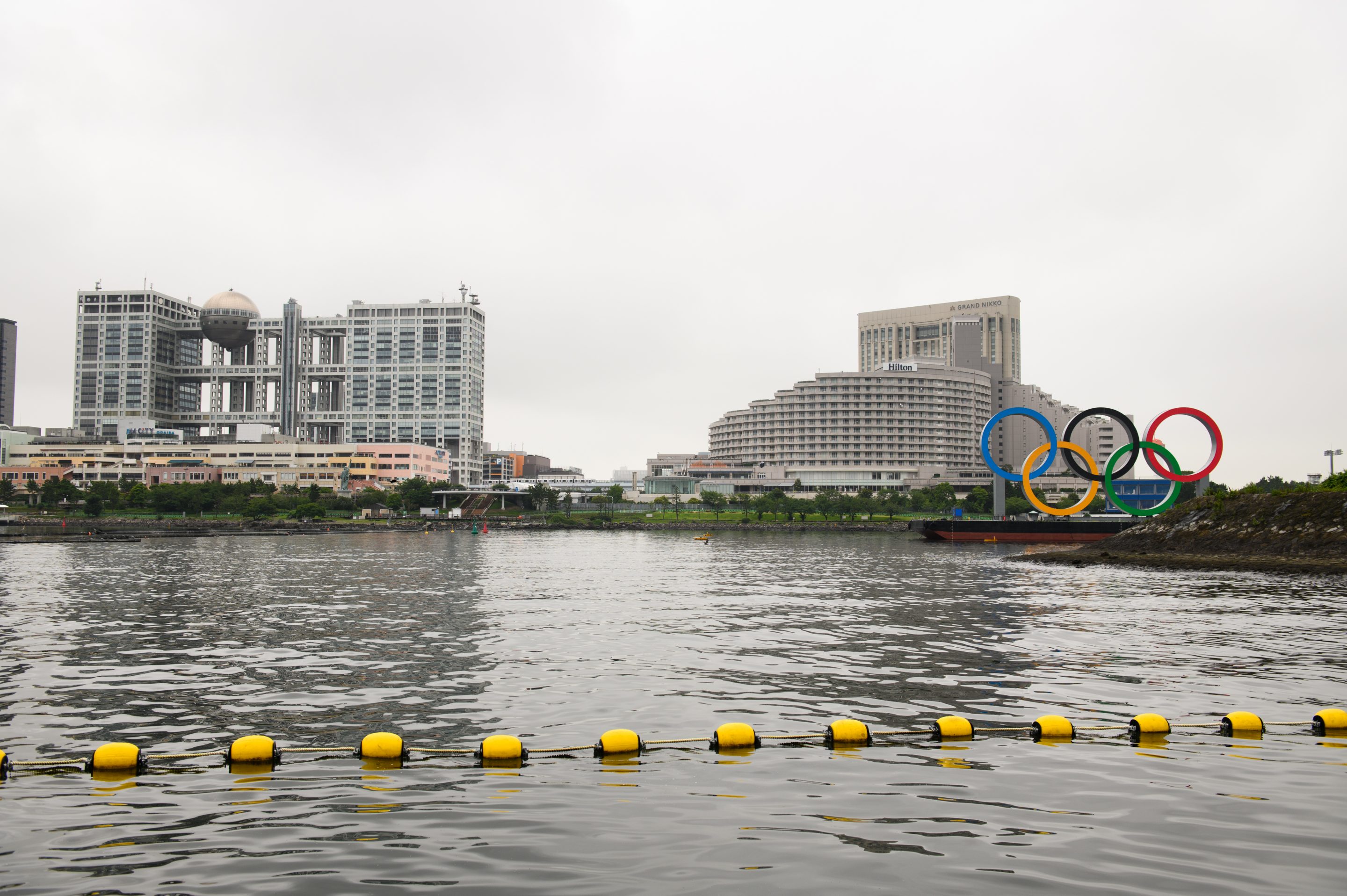 The Tokyo Bay near Odaiba Marine Park, venue of the triathlon and marathon swimming events during the Tokyo 2020 Olympic Games, in Tokyo, Japan, on July 9, 2021.
