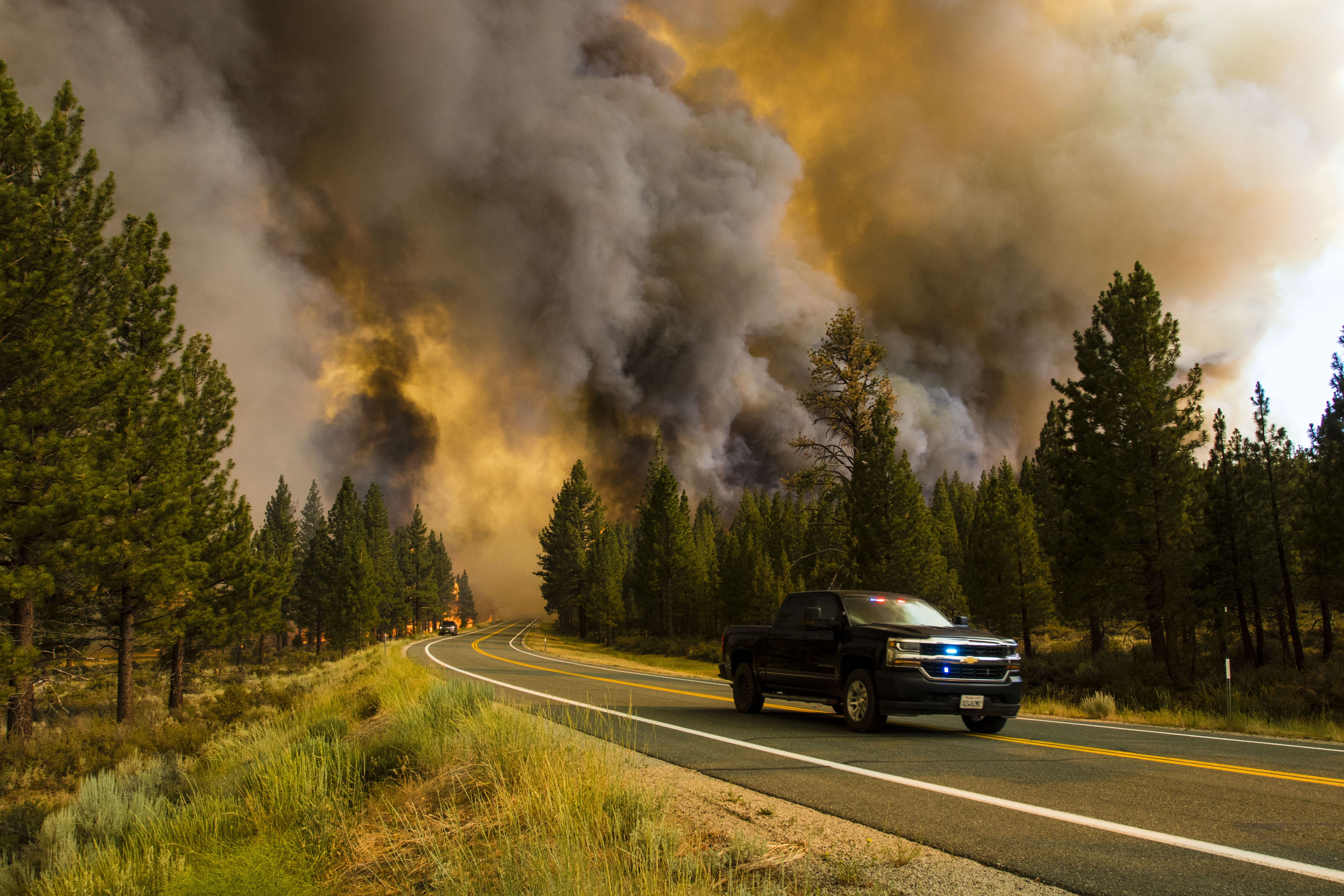 The Tamarack fire in Northern California continued to burn through more than 21,000 acres as of July 20, 2021. It was ignited by a lightning strike. 