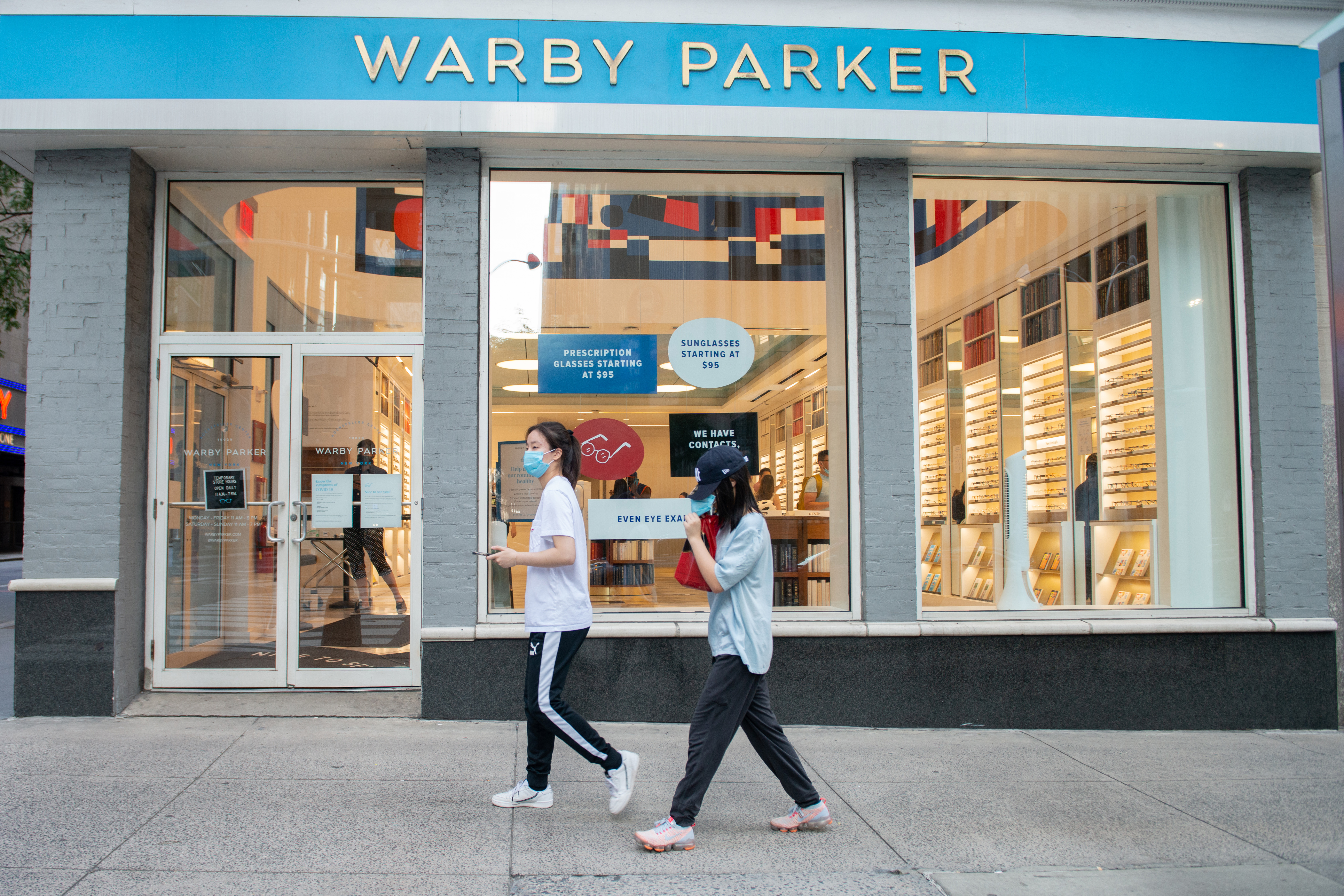 A Warby Parker store near Rockefeller Center on August 8, 2020 in New York City.