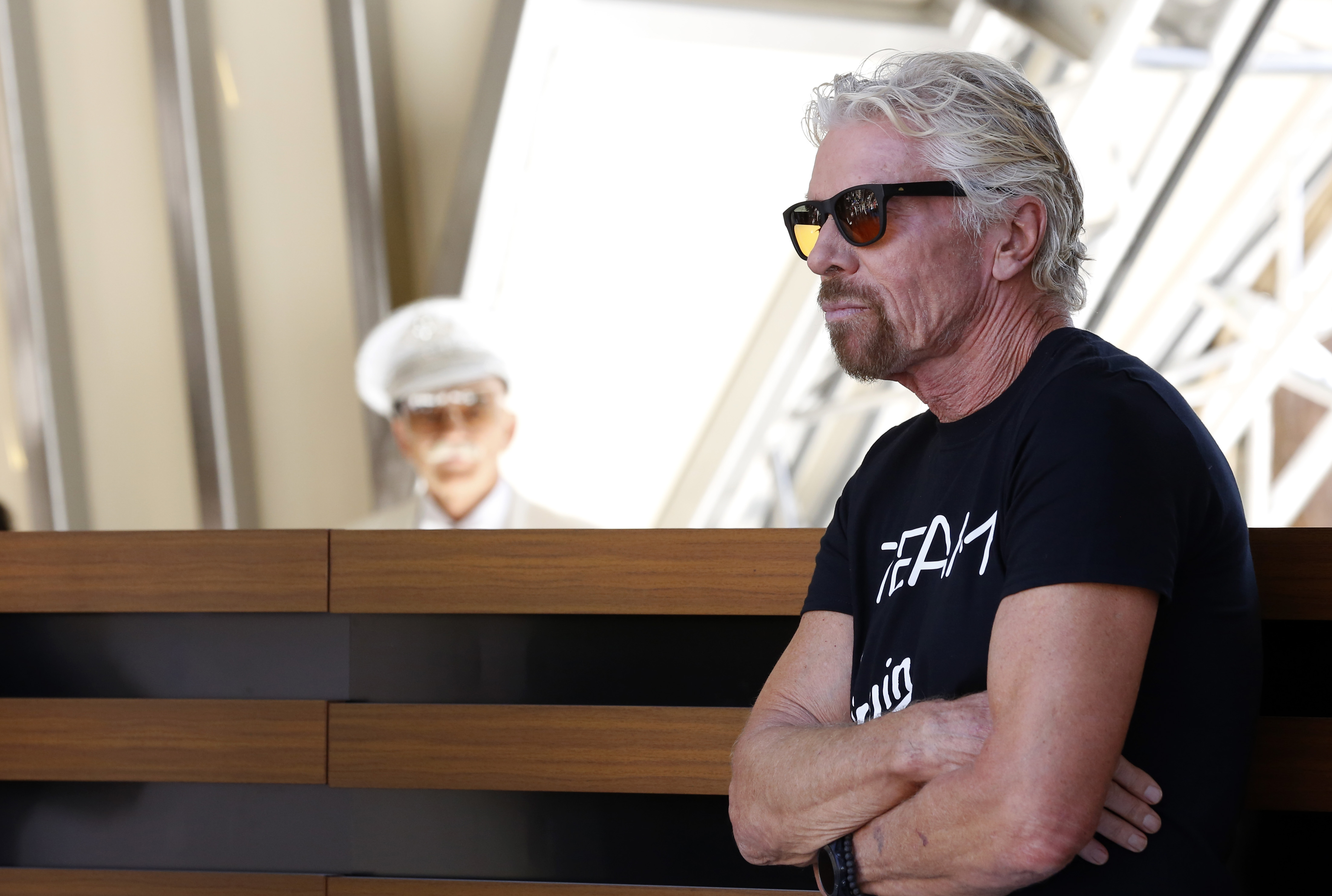 Sir Richard Branson (R) attends the "Unstoppable Weekend" kick off event at Elia Beach Club at Virgin Hotels Las Vegas on June 10, 2021 in Las Vegas, Nev. 