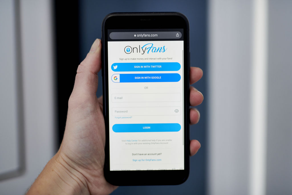 The OnlyFans website viewed via smartphone in June 2021.