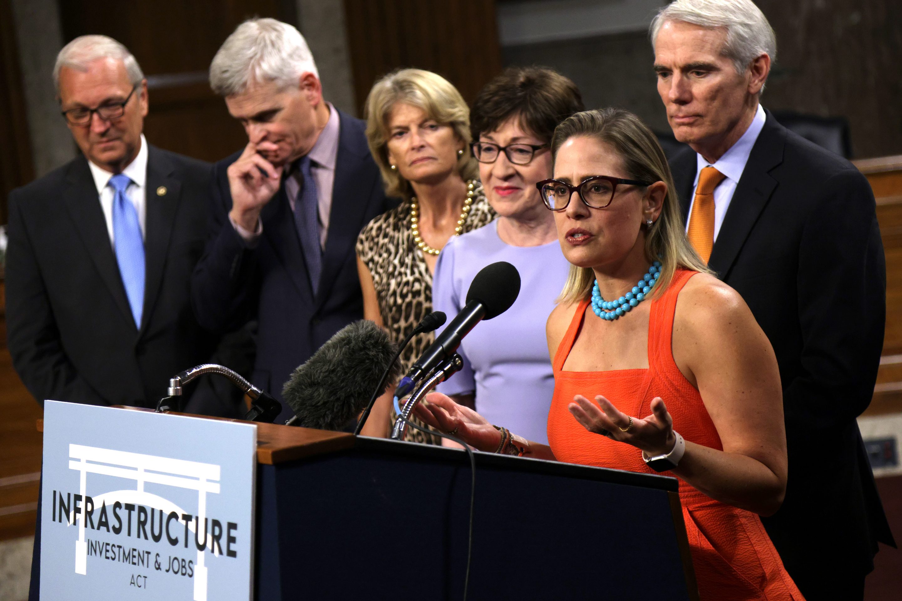 Senators speaking about infrastructure bill