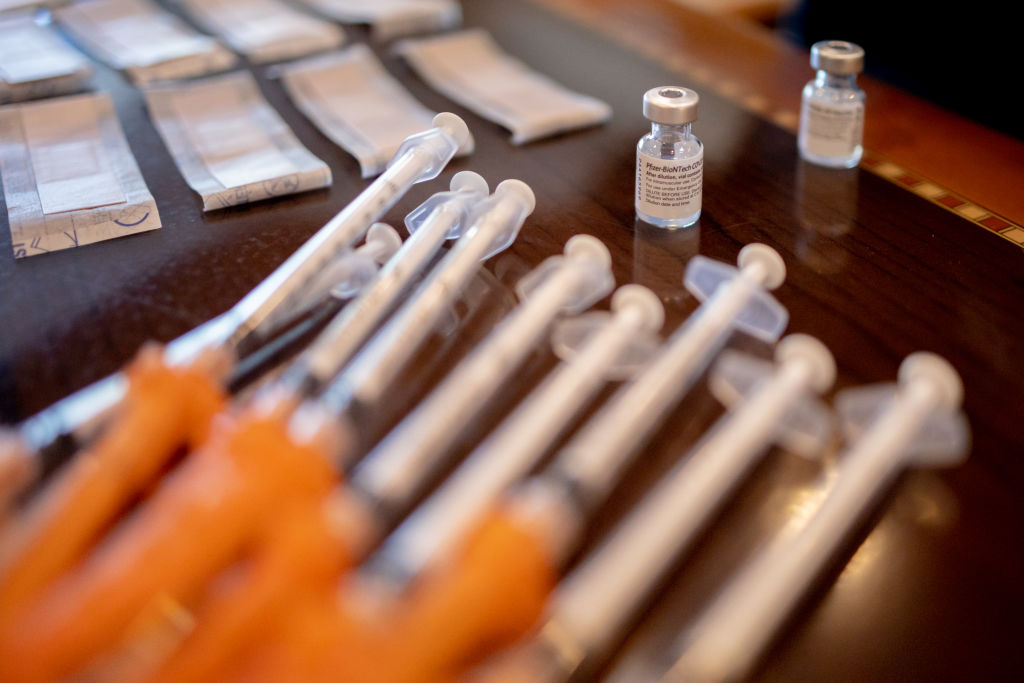 Pfizer-BioNTech COVID-19 vaccines at a senior living facility in Worcester, Pa., on Aug. 25, 2021.