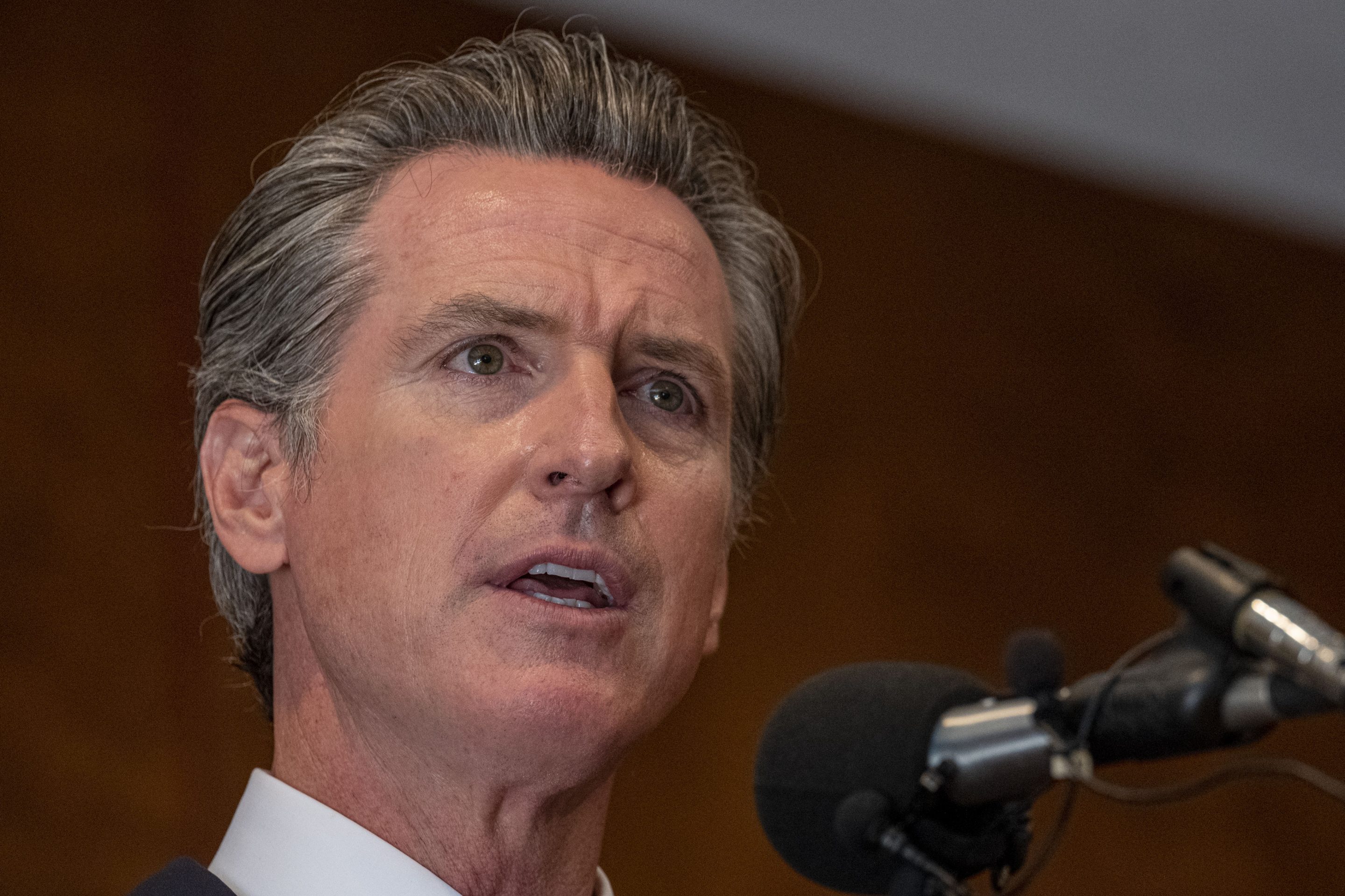 Gavin Newsom, governor of California, speaks at an IBEW Local 6 event during the gubernatorial recall election in San Francisco, U.S., on Tuesday, Sept. 14, 2021.