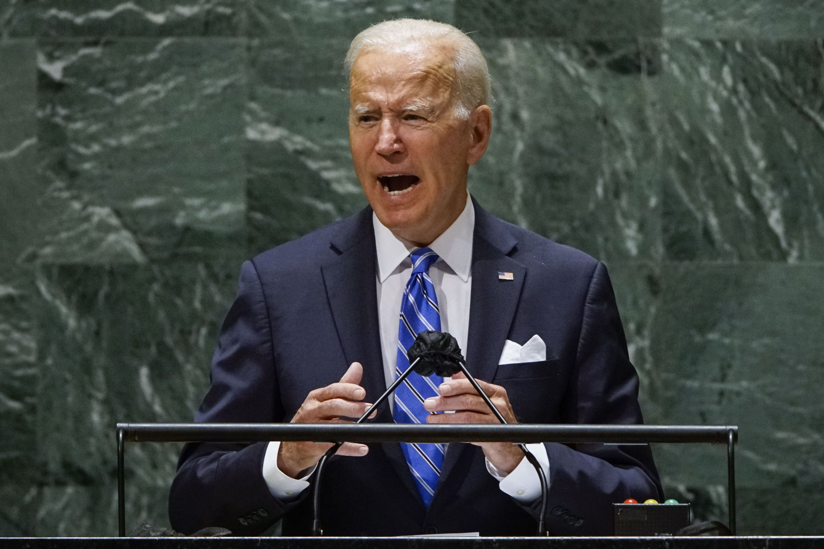 President Joe Biden addresses the 76th Session of the U.N. General Assembly in New York City on September 21, 2021.