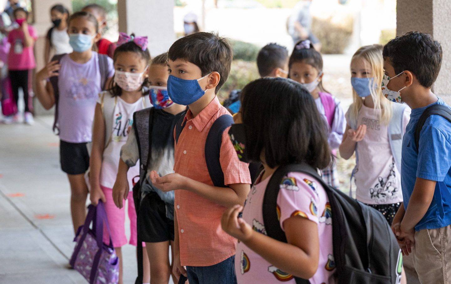 Kids at school in masks