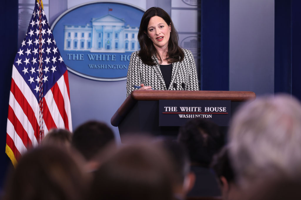 Deputy National Security Adviser for Cyber and Emerging Technology Anne Neuberger answers reporters’ questions during the daily news conference in the Brady Press Briefing Room at the White House on Sept. 2, 2021, in Washington, D.C. Neuberger talked about ransomware awareness over holidays and weekends.
