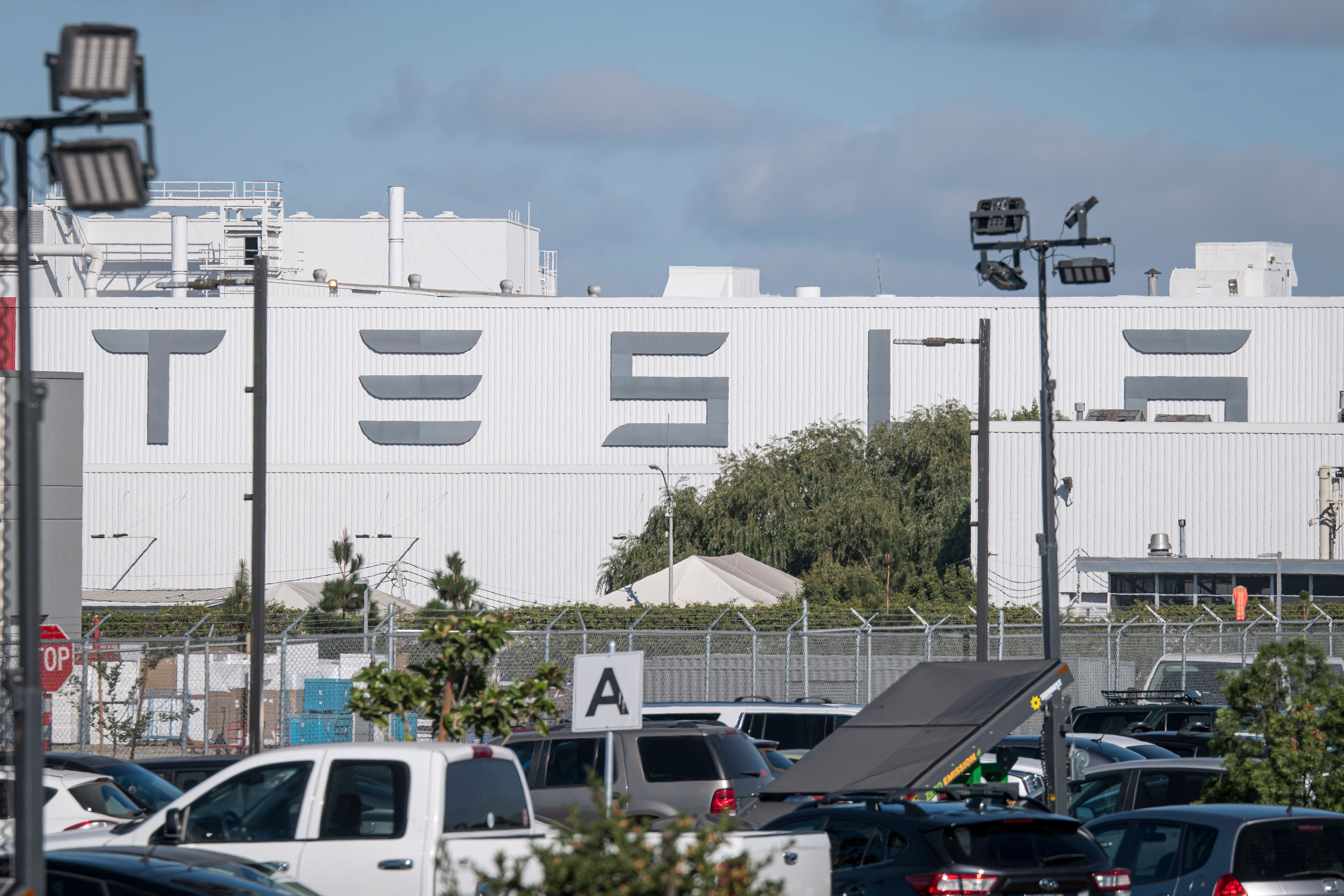 Tesla's assembly plant in Fremont, Calif., where Owen Diaz worked as an elevator operator. 
