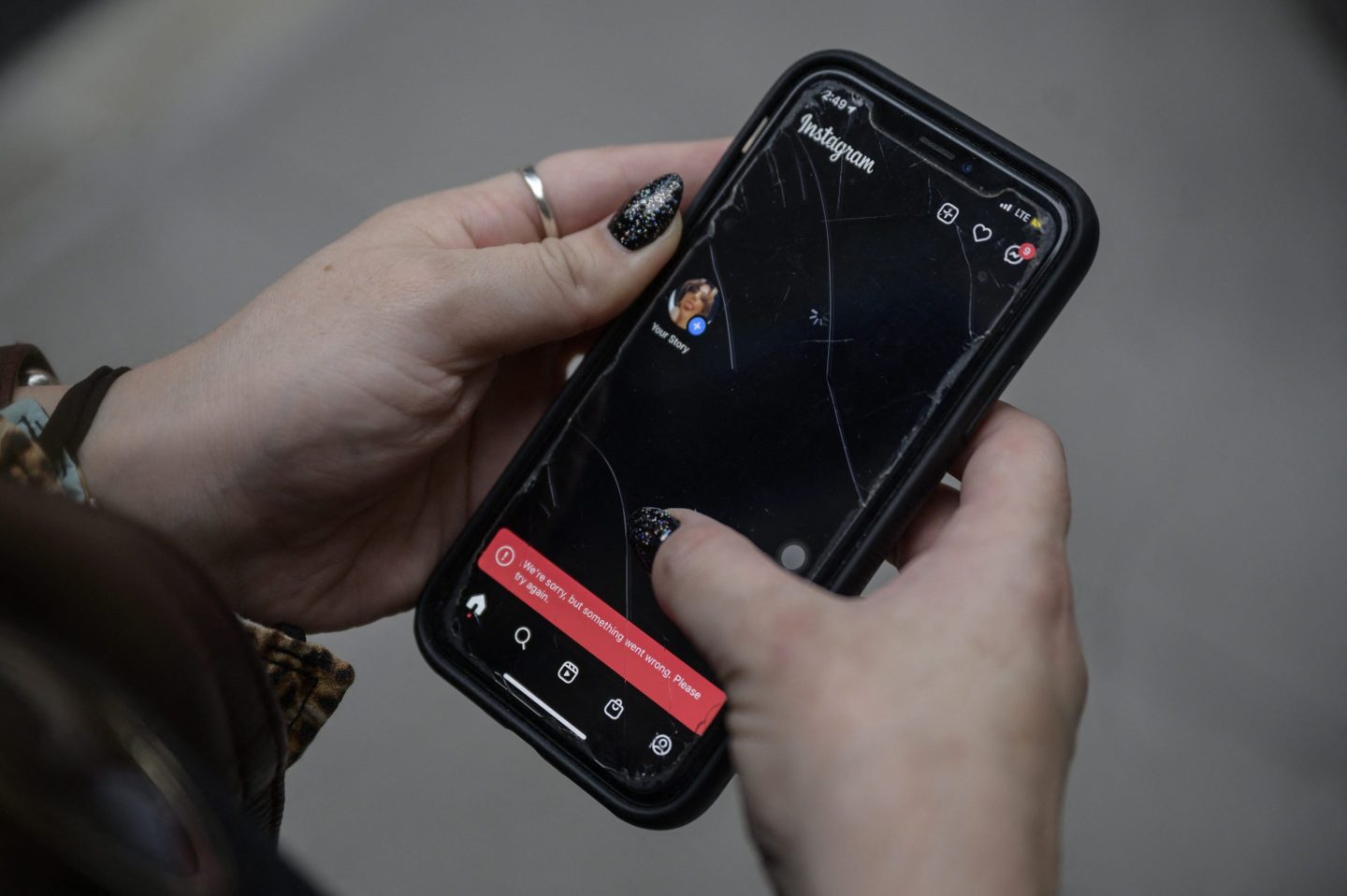 Instagram app on woman's phone