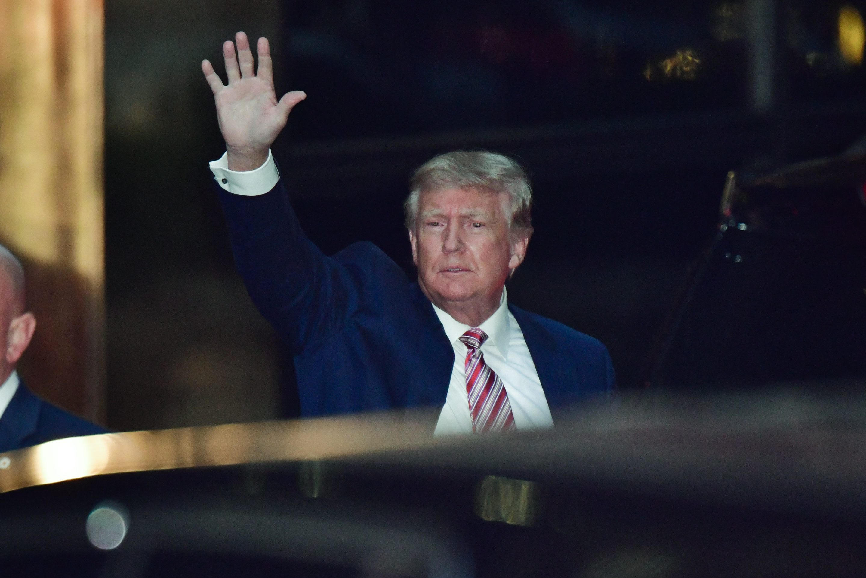 Former President Donald Trump leaves Trump Tower in Manhattan on October 18, 2021.