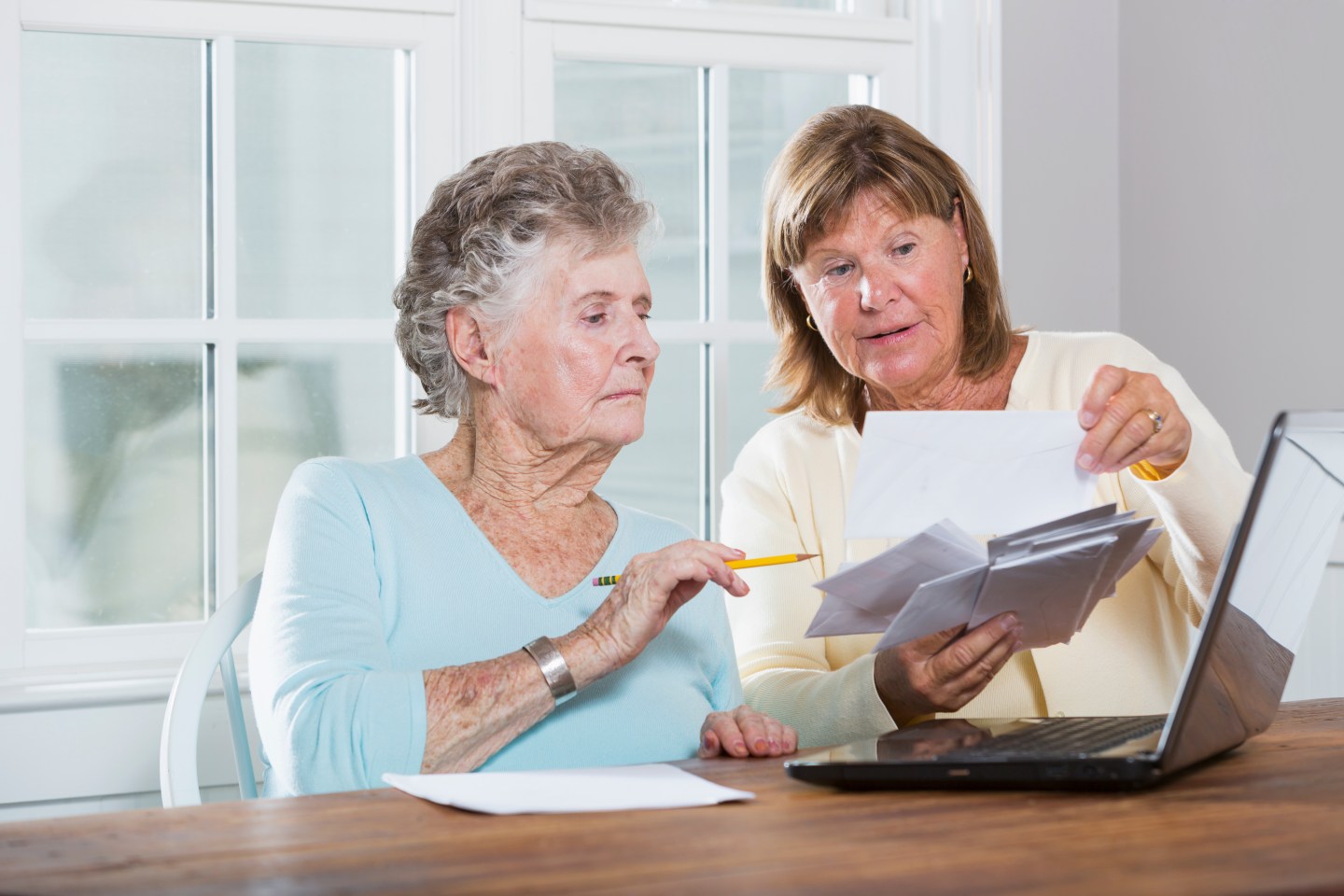 Elderly mother and daugher