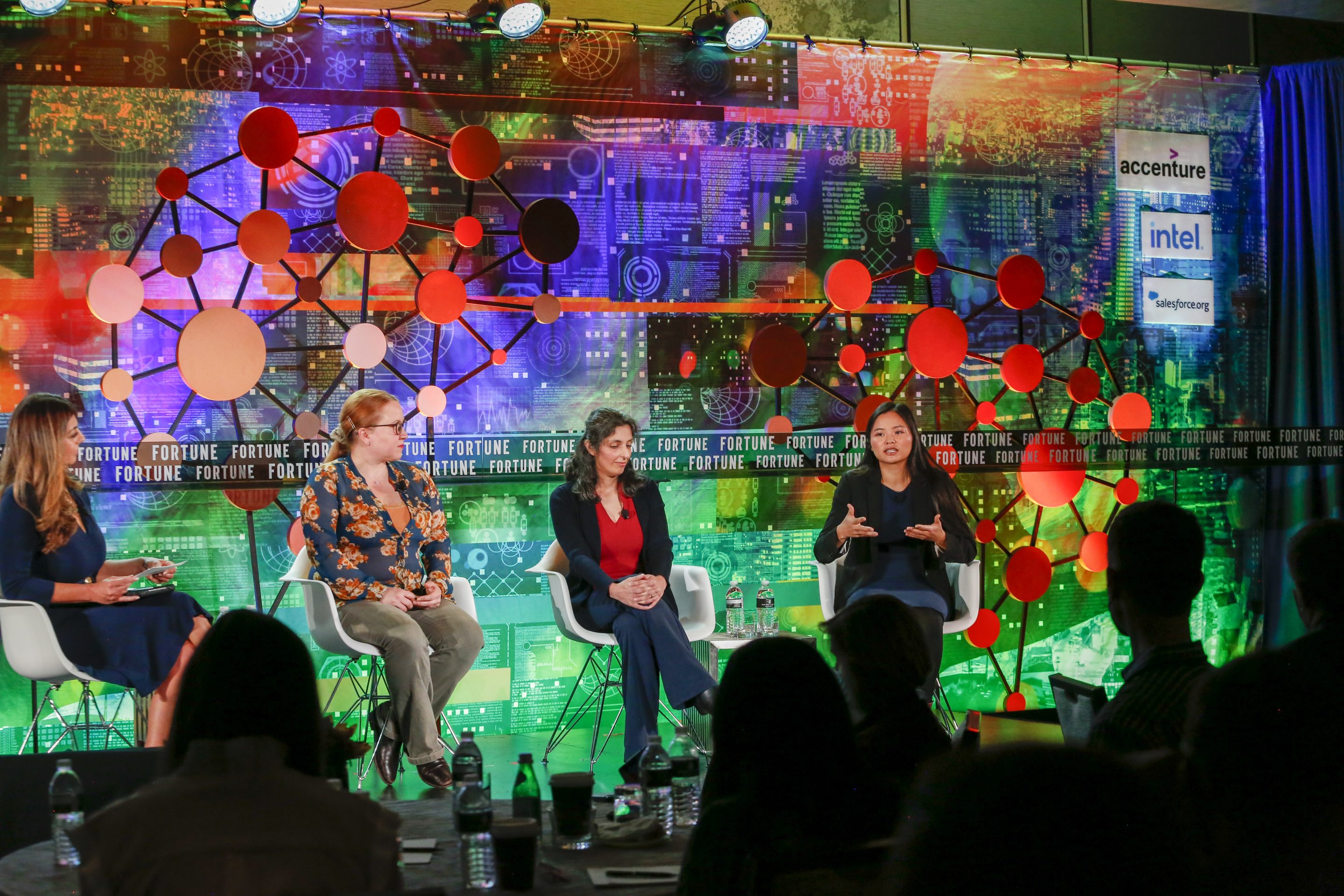 Smart Eye CEO Dr. Rana el Kaliouby moderates a Fortune Brainstorm A.I. panel on bias in artificial intelligence with Hugging Face's Dr. Margaret Mitchell, DataRobot's Dr. Haniyeh Mahmoudian, and Sony Group's
Alice Xiang in Boston on Nov. 8, 2021.
