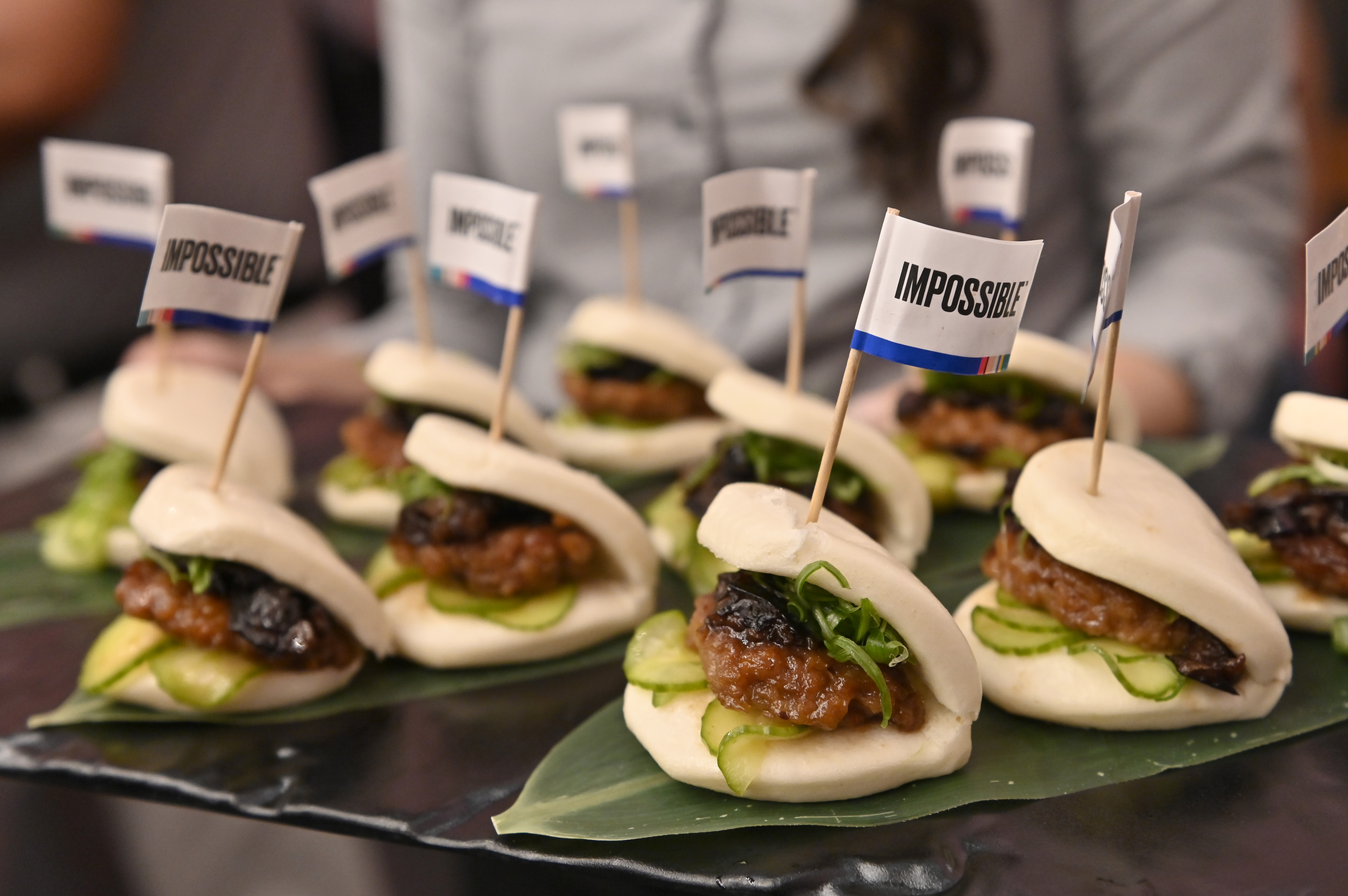 Impossible pork char siu buns.