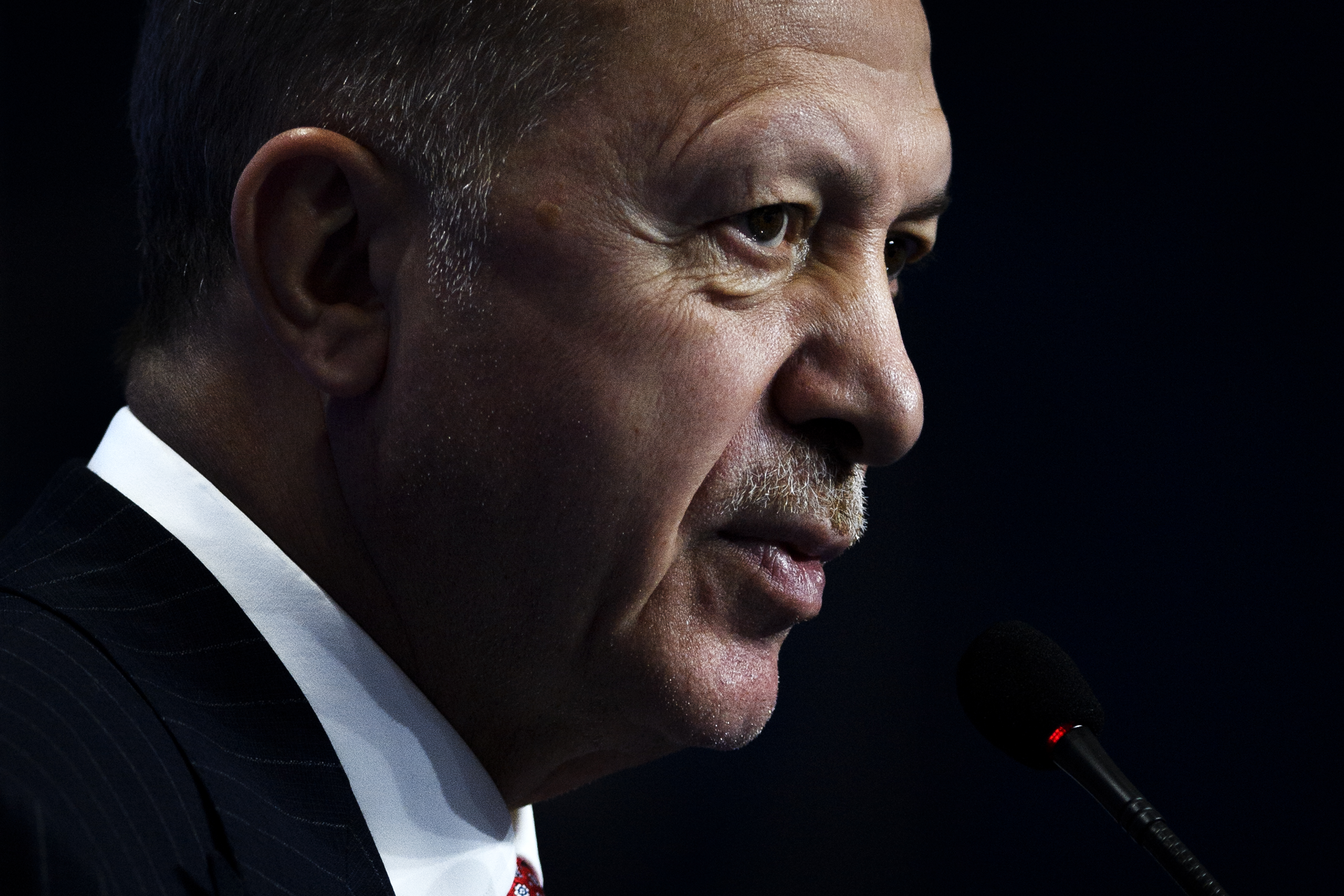 Turkish president Recep Tayyip Erdogan attends a press conference at the end of the Rome G20 Summit, on October 31, 2021 in Rome, Italy.