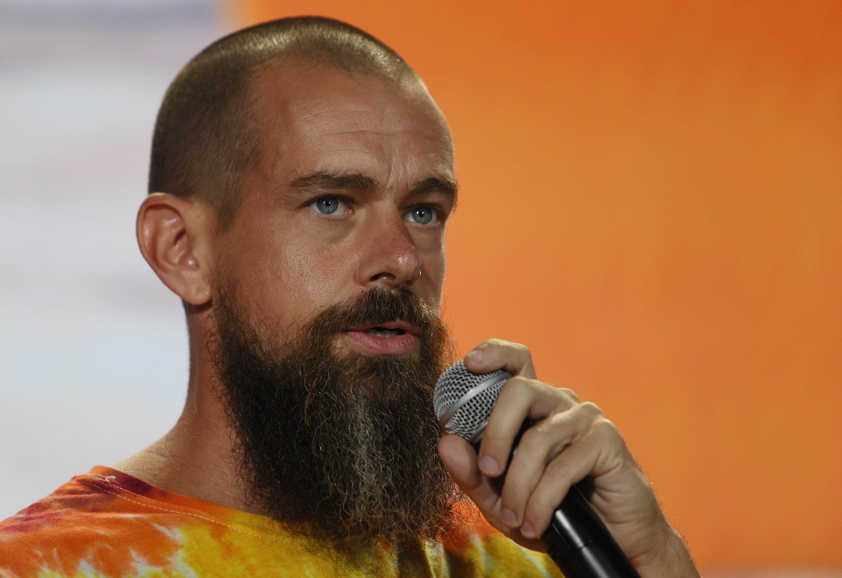 Twitter co-founder, CEO, and Chairman, Jack Dorsey, seen here on stage at the Bitcoin 2021 Convention.