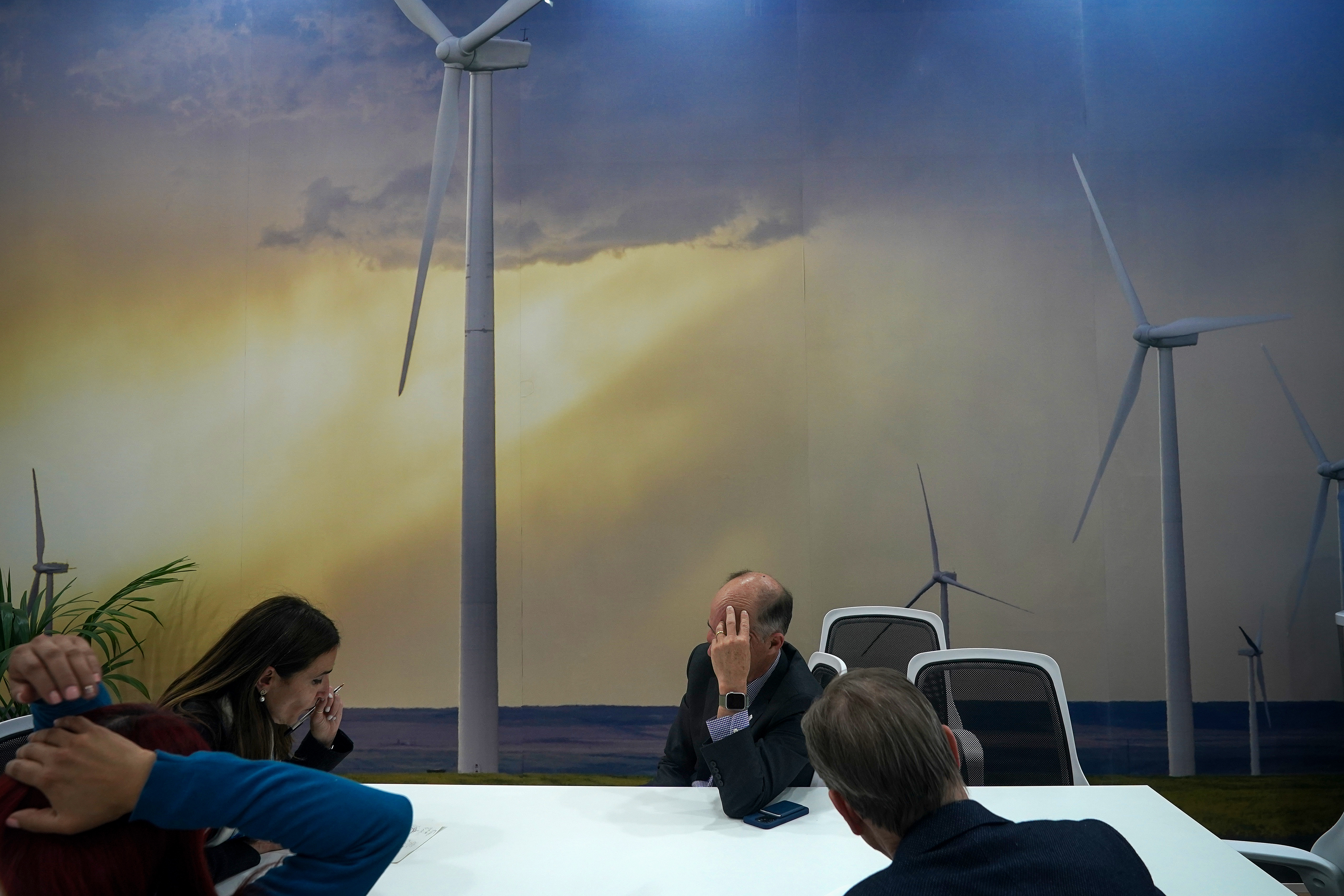 Delegates take part in a discussion during COP26 at the SEC on Nov. 3, 2021, in Glasgow.