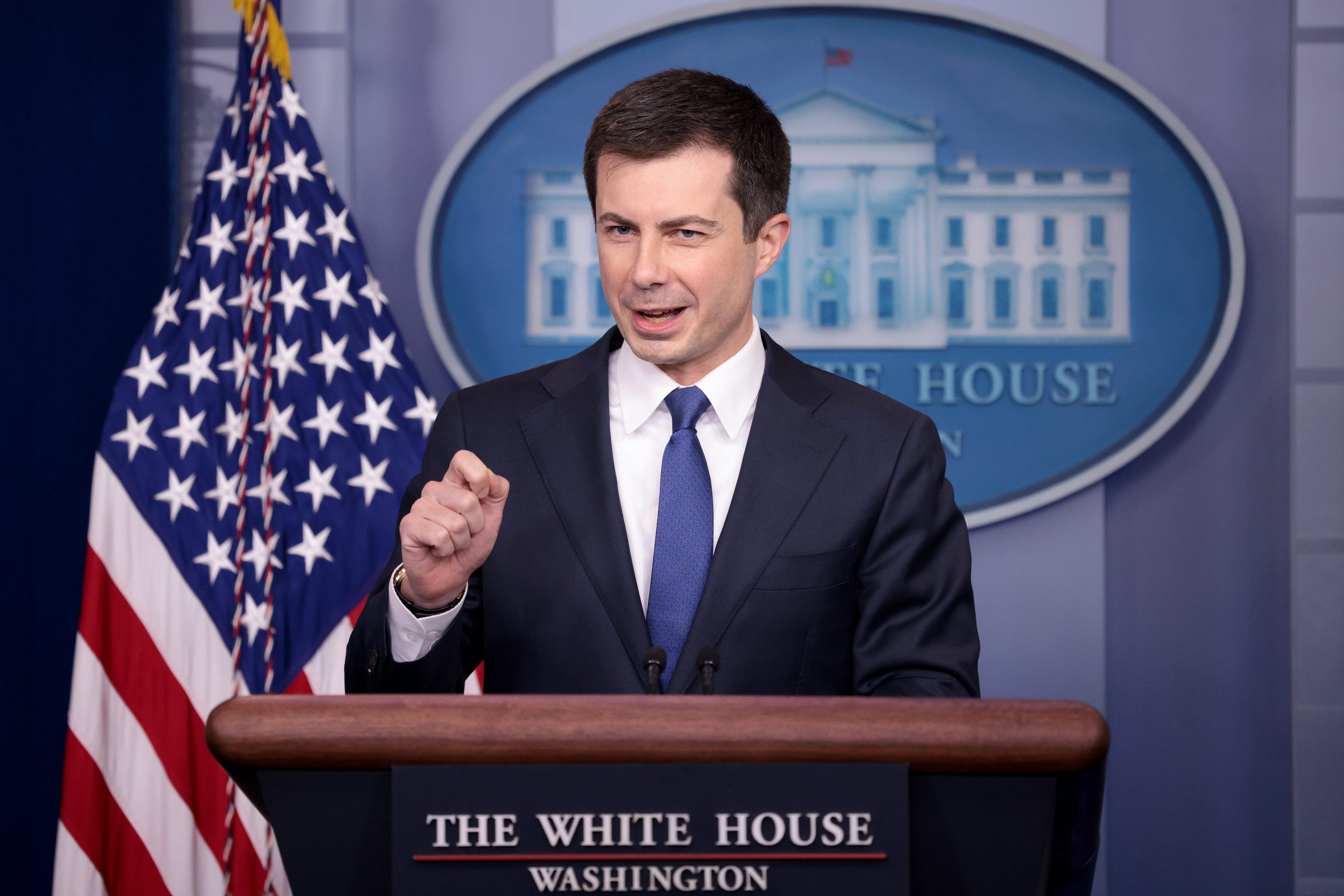 Transportation Secretary Pete Buttigieg speaks about the infrastructure bill.