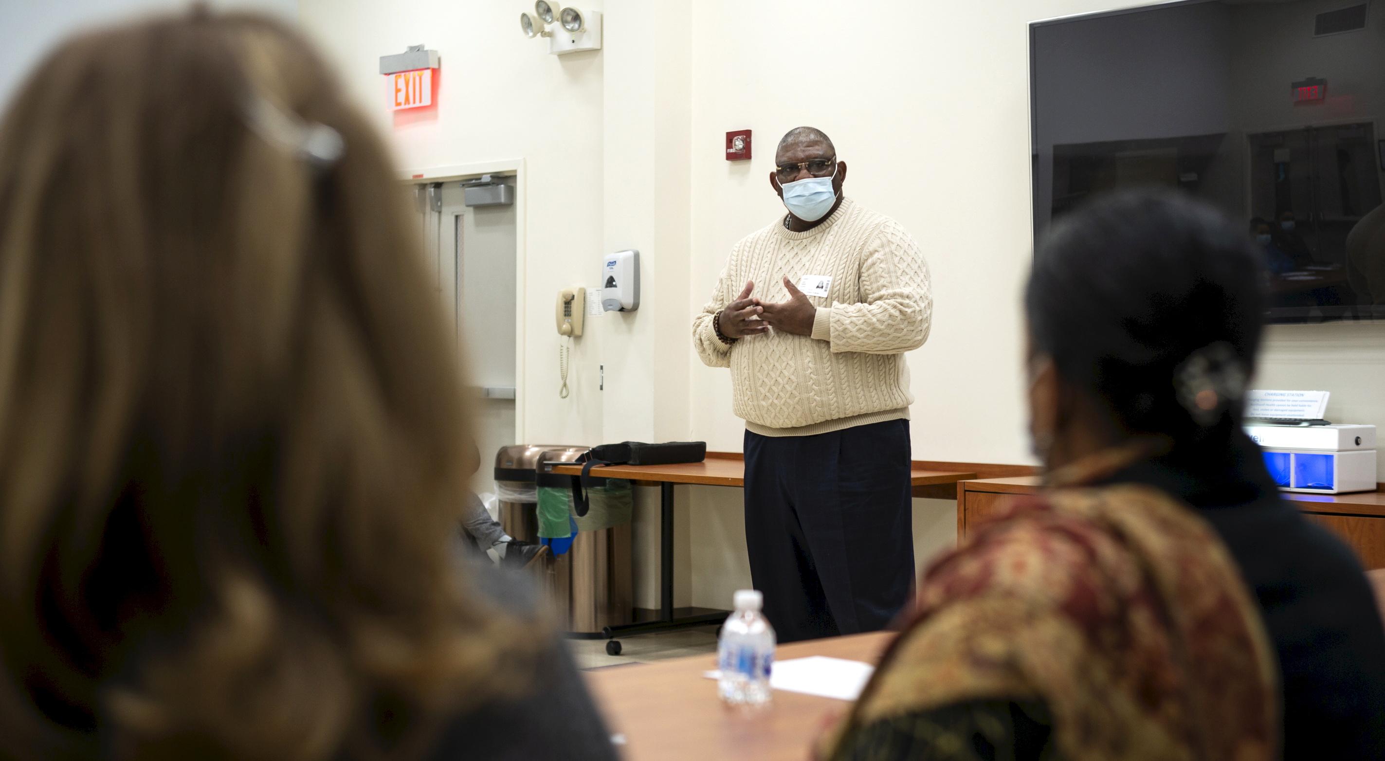 Larry Talbert, who survived a month-long battle with COVID-19 as a patient at Long Island Jewish Valley Stream, in Valley Stream, N.Y., returned to the hospital to lead a support group for survivors of the virus, and healthcare providers who have treated it.