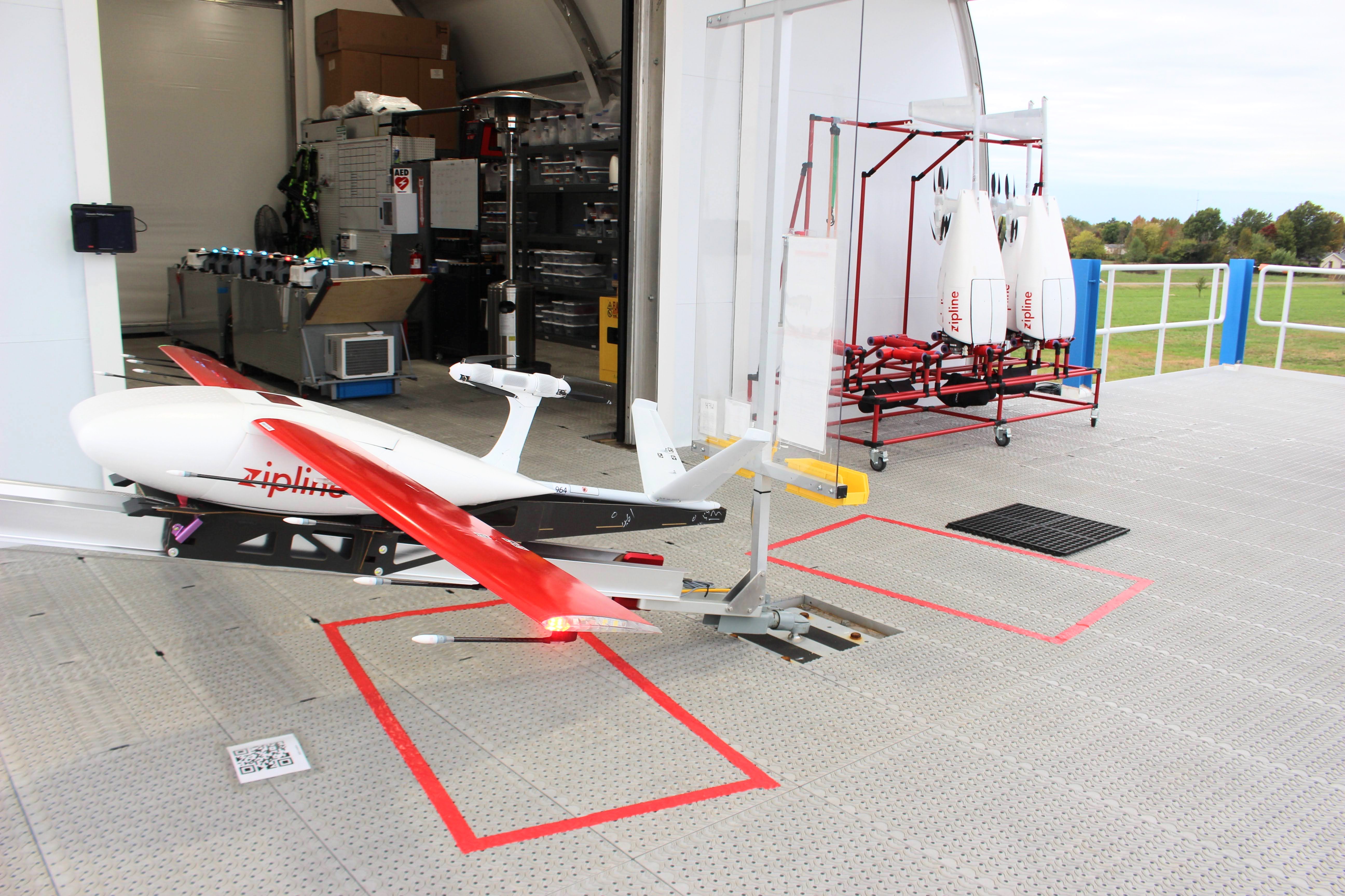 A Zipline drone that will be used to deliver Walmart orders in Arkansas.