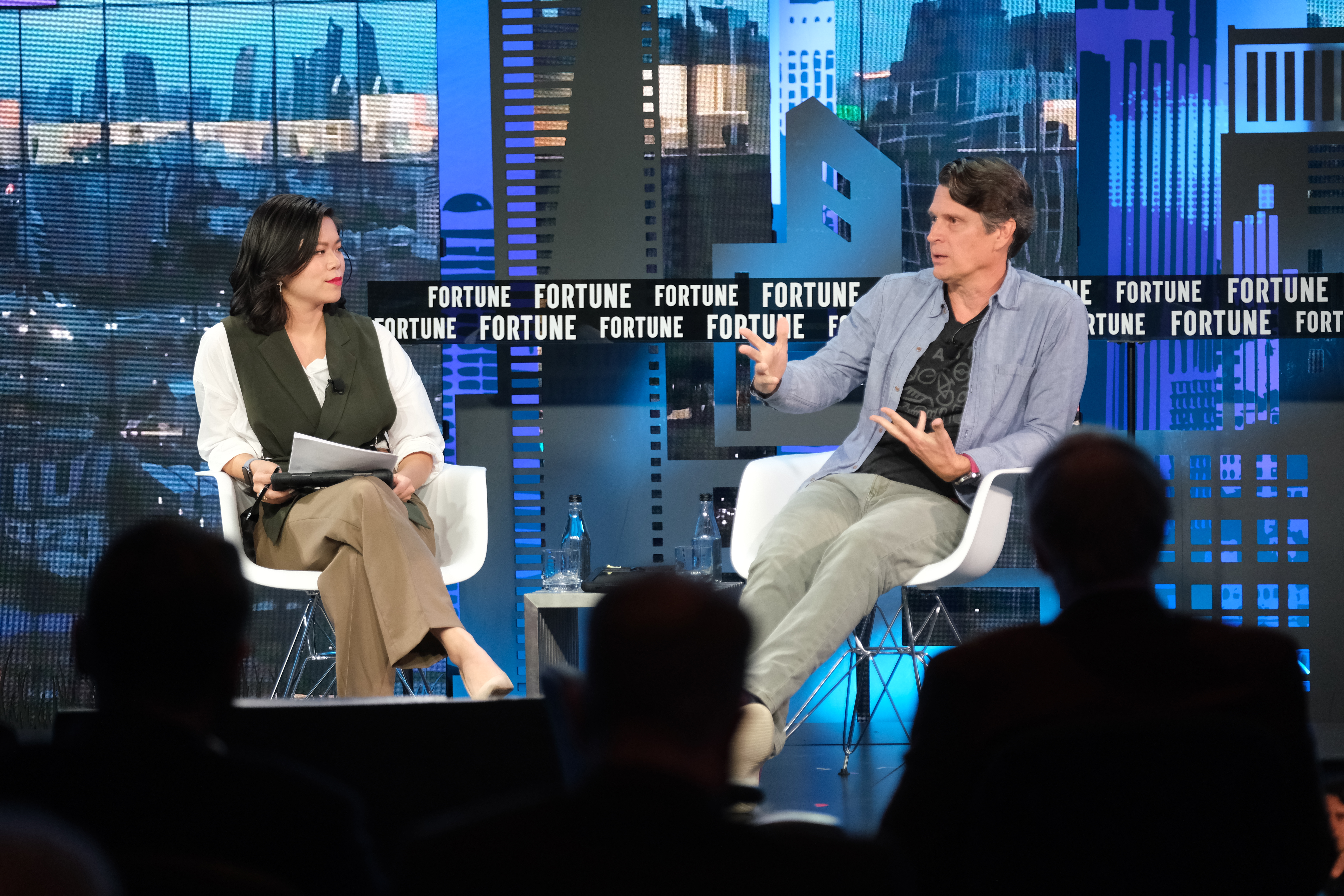 John Hanke, founder and CEO of Niantic (right), with Lucinda Shen of Fortune.