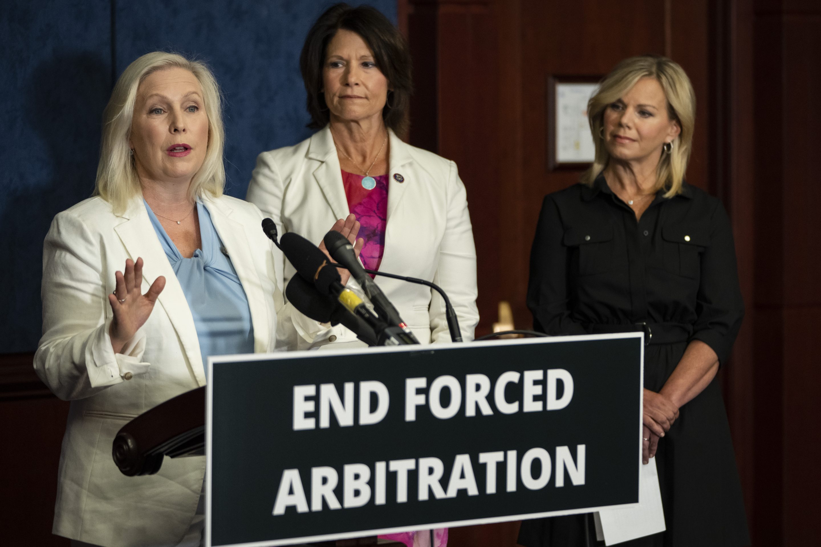 Lawmakers like Sen. Kirsten Gillibrand (D-NY) and Rep. Cheri Bustos (D-IL) want to outlaw mandatory arbitration clauses in cases of sexual harassment and discrimination, but pro-business groups say it would encourage frivolous lawsuits.