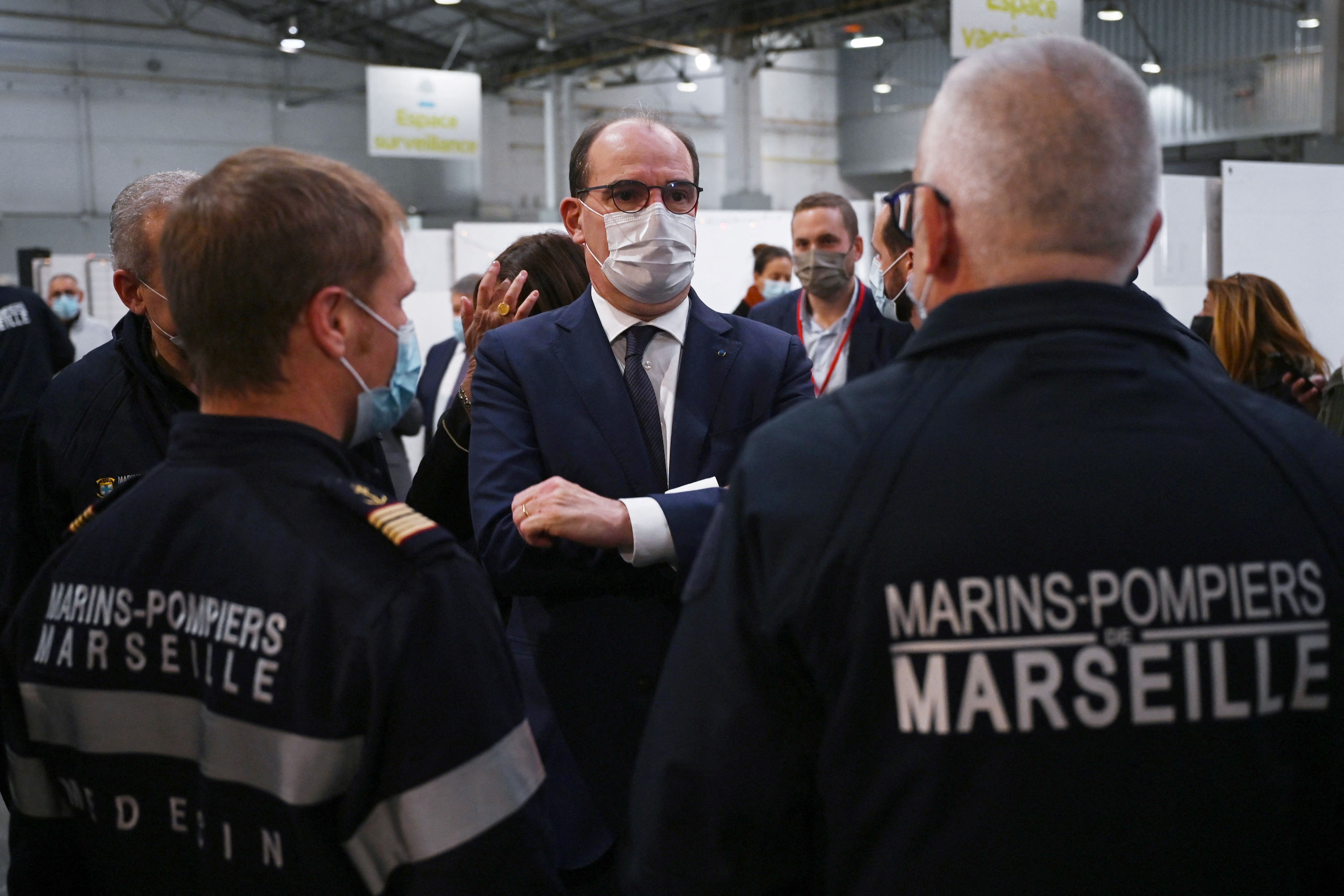 French Prime Minister Jean Castex at a COVID-19 vaccination center in Marseille, France, on Dec. 13, 2021.