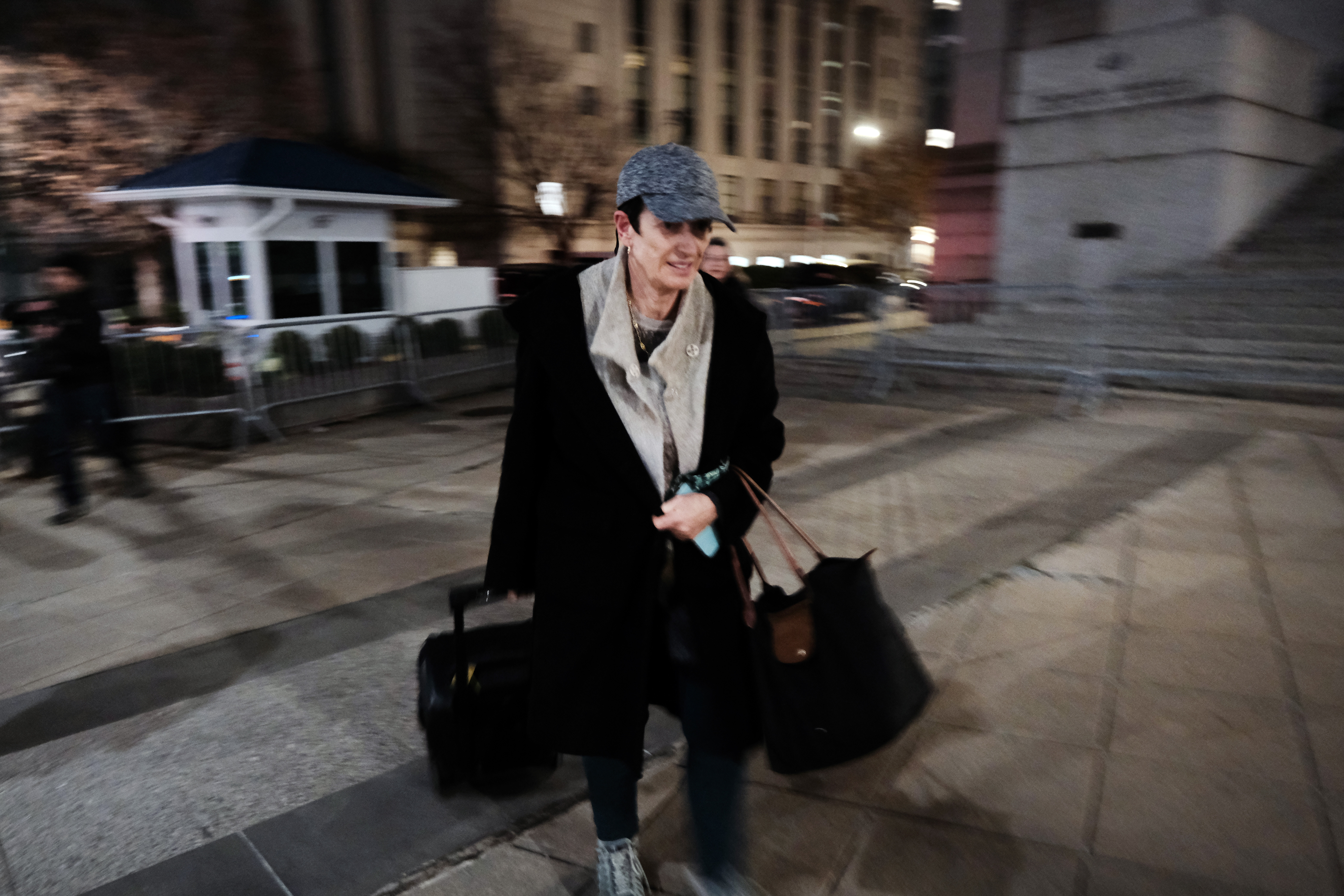 Isabel Maxwell leaves court after attending the trial of her sister, British socialite Ghislaine Maxwell, for child sex-trafficking in federal court in Manhattan on Dec. 3, 2021.