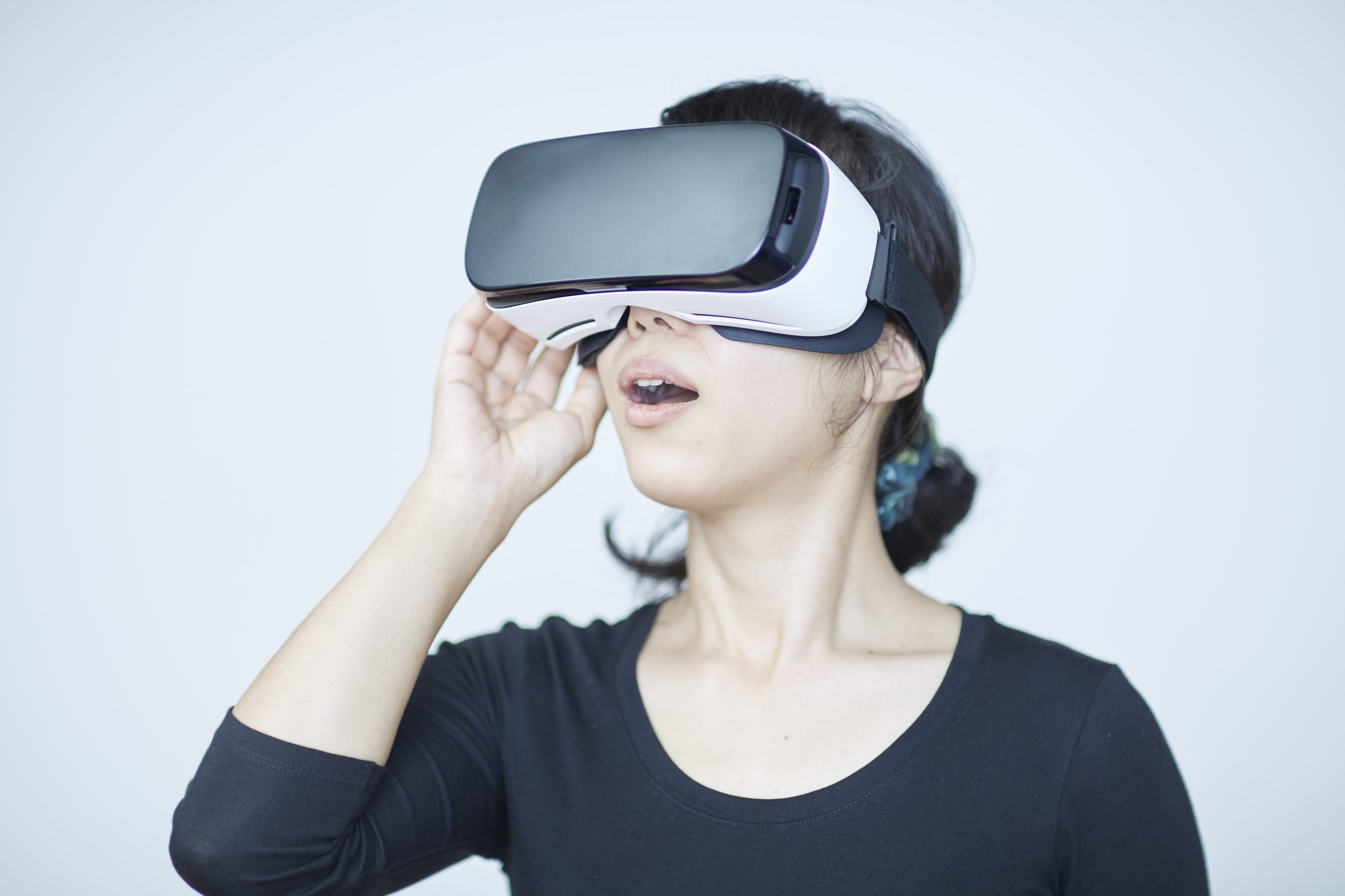 Woman wearing VR headset