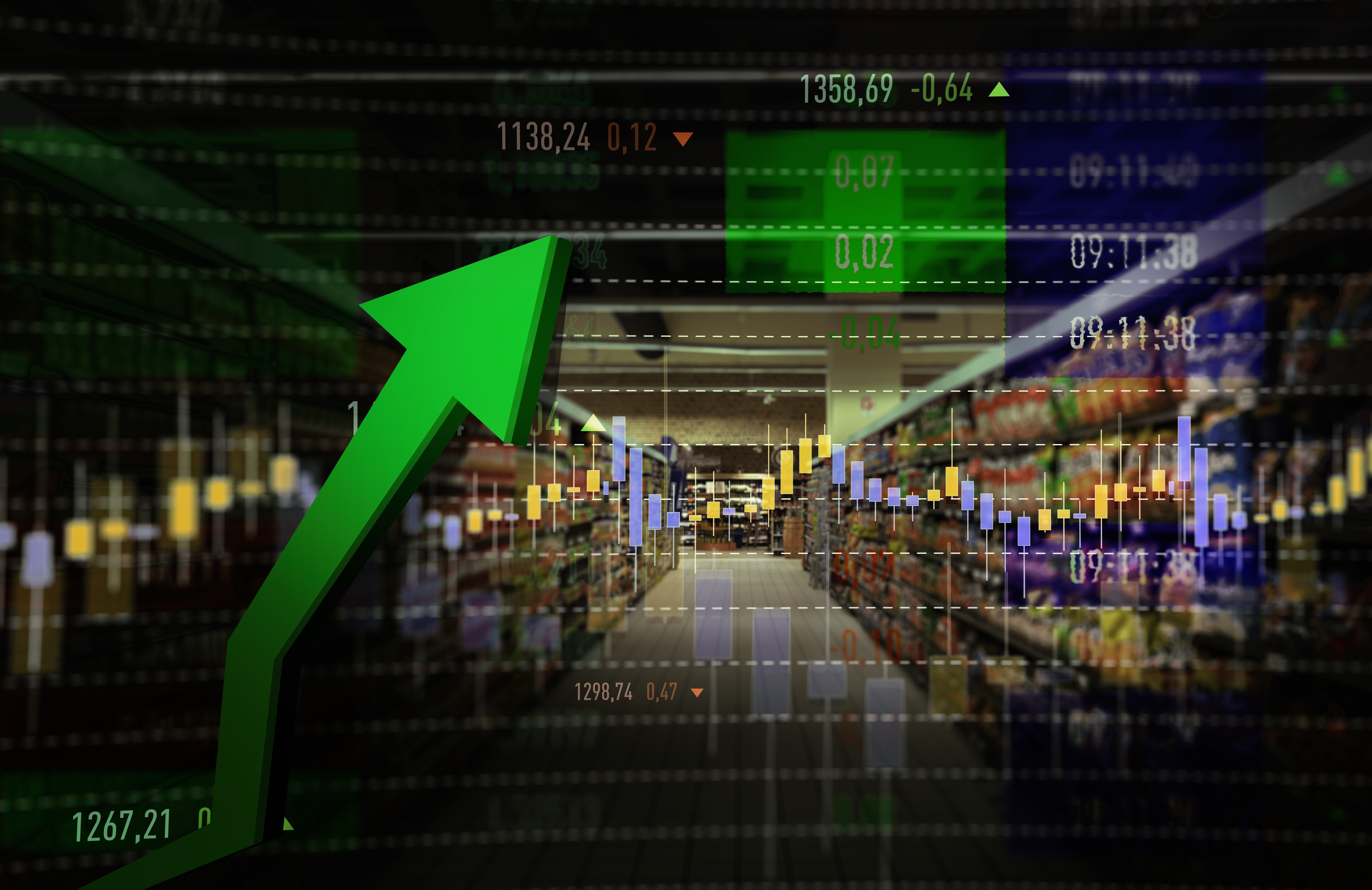 Photo of supermarket shelves.