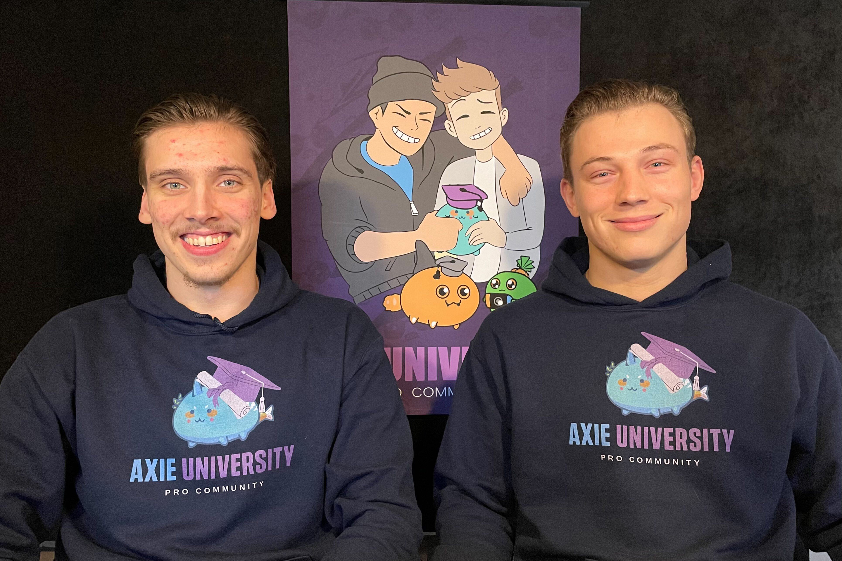 Axie University founders, Mick de Bock, 22, and Maxim de Clipelaar, 25. Axie University loans out teams of axies, used to earn crypto in the play-to-earn game Axie Infinity, to people in the Philippines.