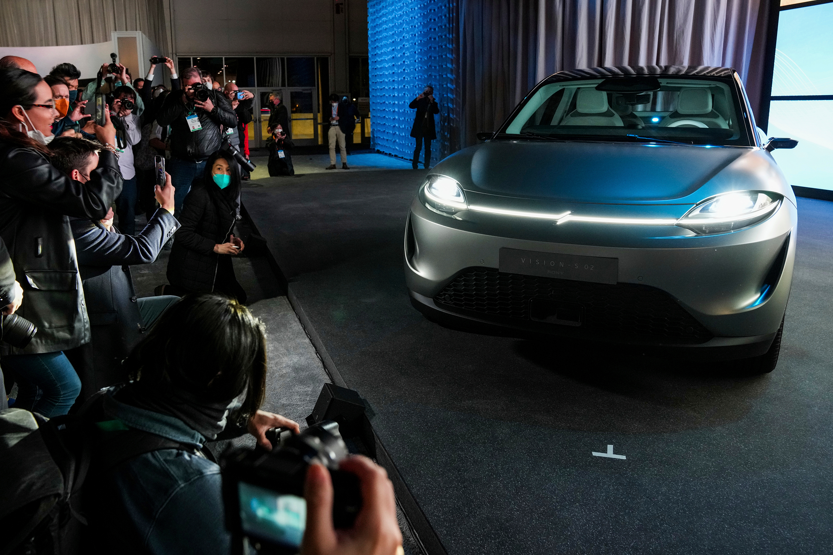 The Sony Vision-S 02 electric SUV is debuted during the Sony news conference.