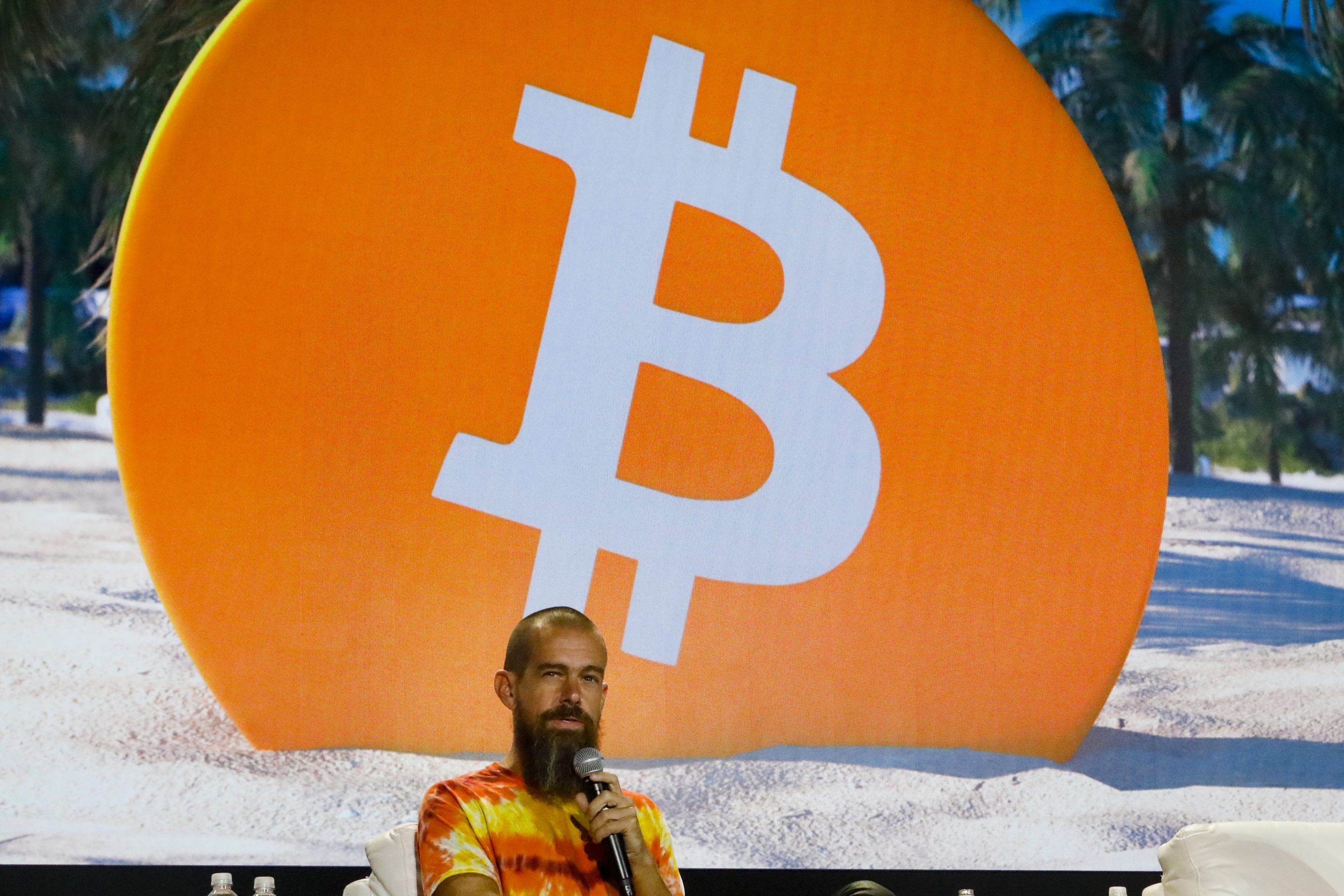 Jack Dorsey, co-founder and chief executive officer of Twitter Inc. and Square Inc., speaks during the Bitcoin 2021 conference in Miami, Florida on June 4, 2021.