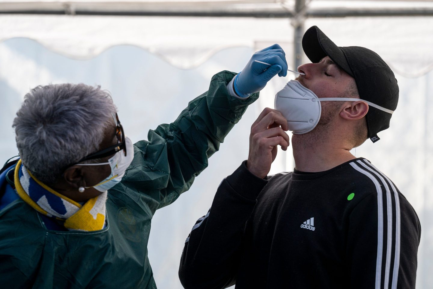 A person being tested for COVID-19.