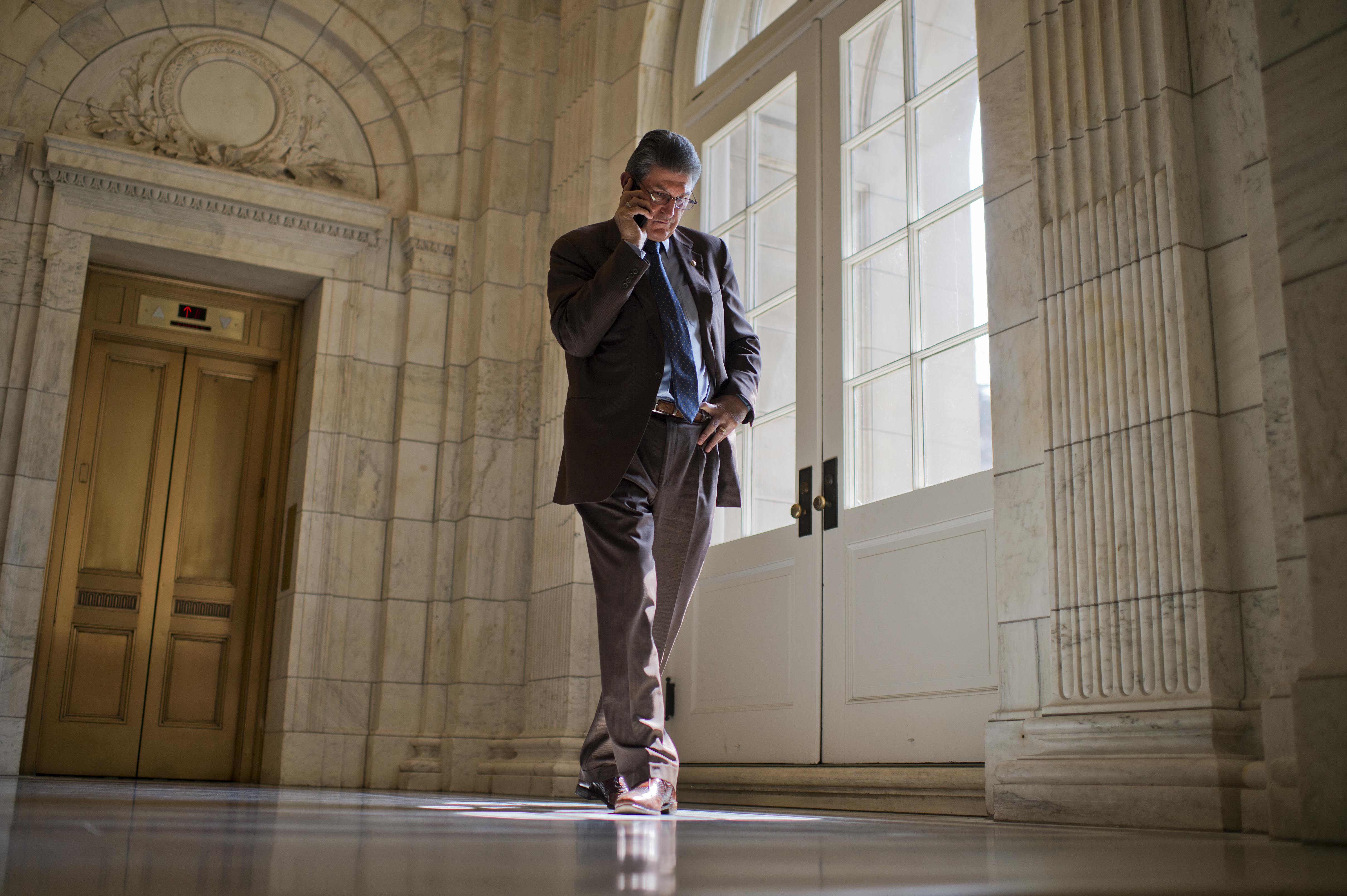 Sen. Joe Manchin outside a Senate Commerce, Science, and Transportation Committee hearing in the Russell Building in April 2015.